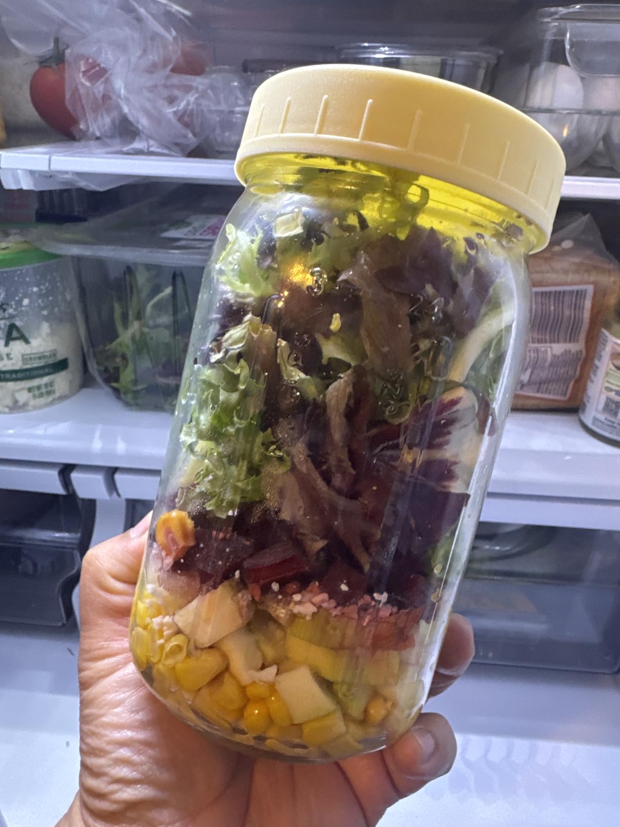 4 Pack Salad Jars with Dressing Container -32OZ Glass Salad Leakproof container for Fresh Lunch with 2 Built-In Compartments for Wet/Dry Separation, Mason Jar Salad Containers customer photo 1