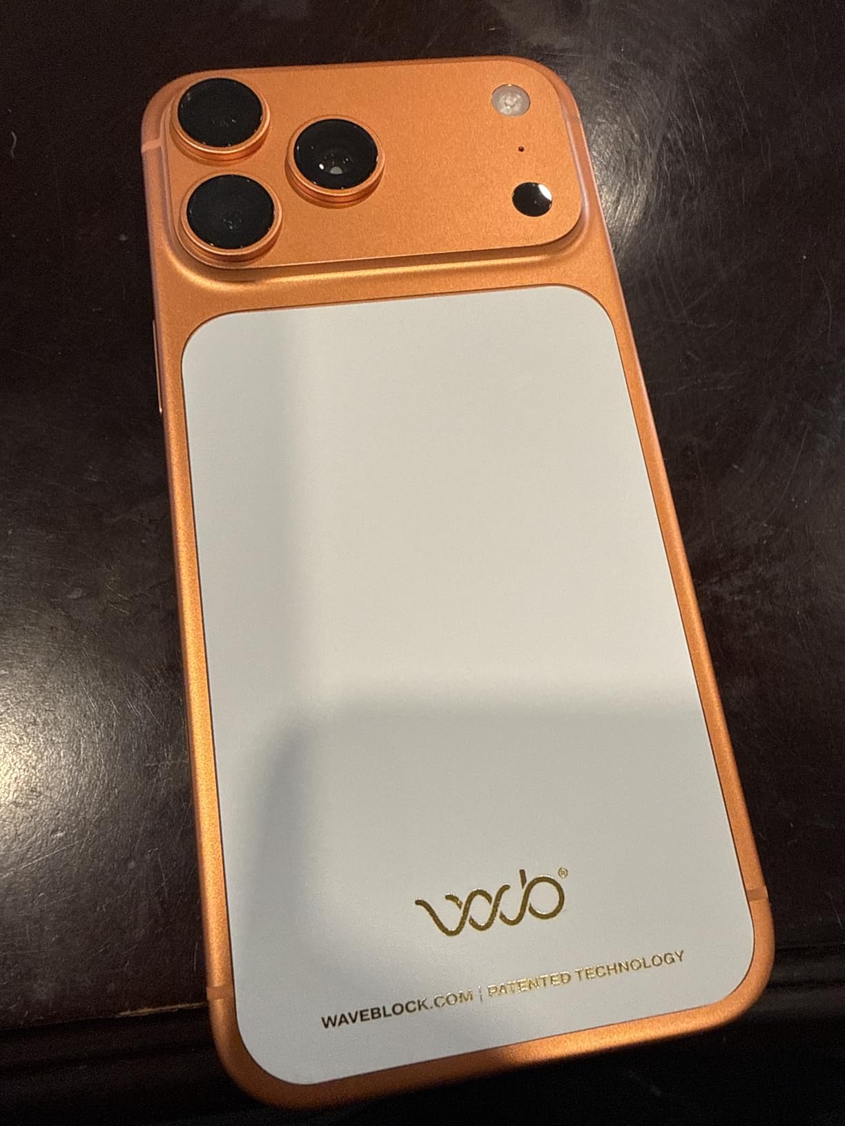 WAVEBLOCK EMF Blocker for Cell Phone - Made for iPhone 17 Pro Max - The Only Patented, Real Scientifically Backed, Lab-Tested 5G-Shield Sticker to Protect You & Your Loved Ones - USA Made White customer photo 1