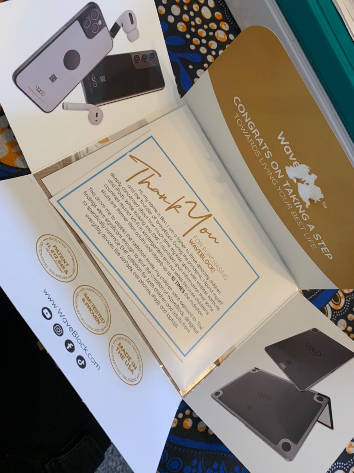 WAVEBLOCK EMF Blocker for Cell Phone - Made for iPhone 17 Pro Max - The Only Patented, Real Scientifically Backed, Lab-Tested 5G-Shield Sticker to Protect You & Your Loved Ones - USA Made White customer photo 2