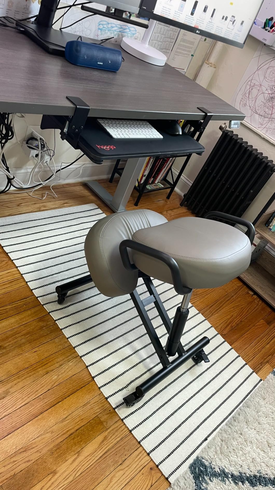 Ergonomic Kneeling Chair with Backrest, Improve Posture, Thick Cushions, Locking Wheels for Home & Office, AKONI 512B (Dim Grey) customer photo 1