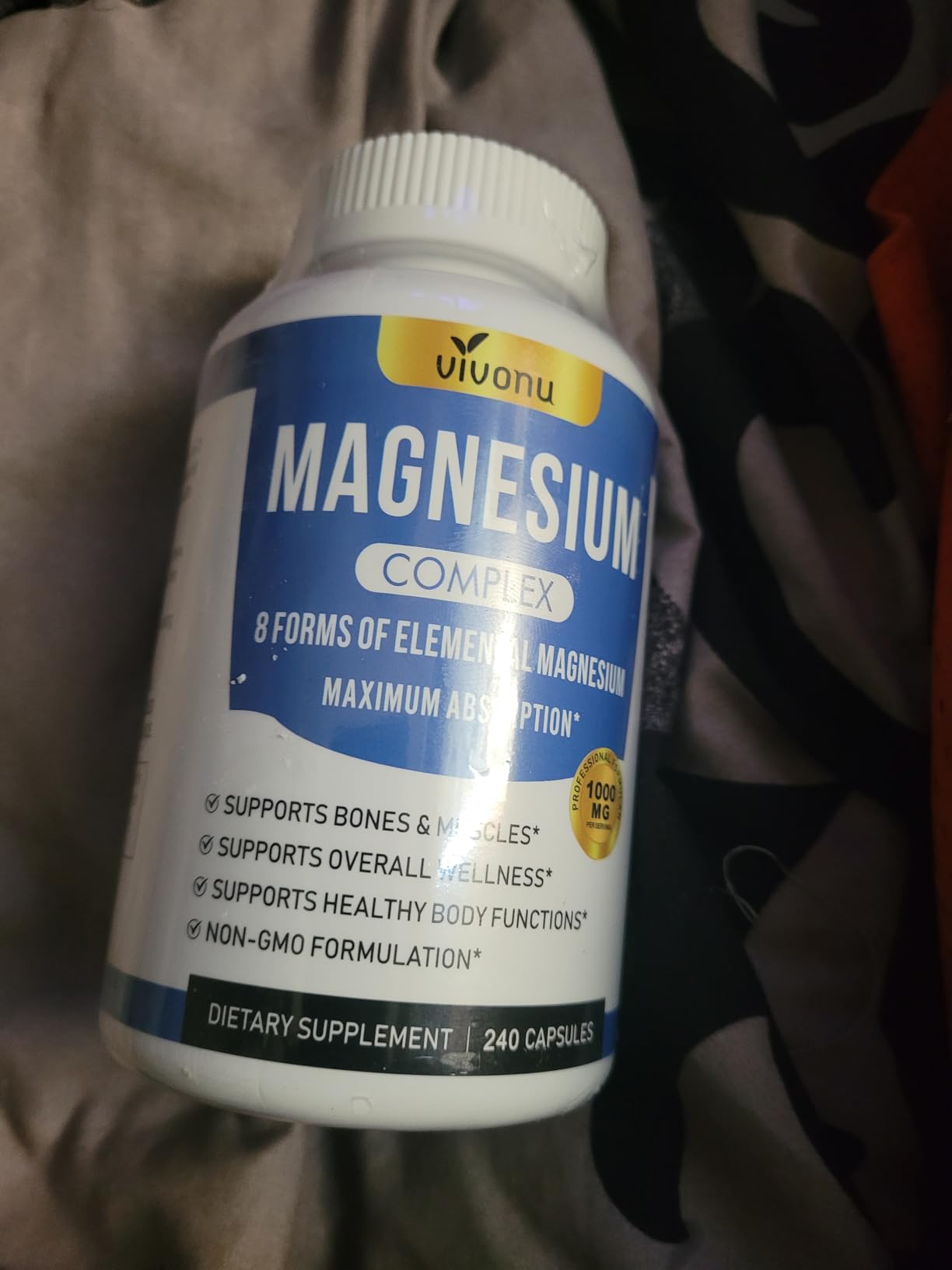 1000mg Magnesium Complex for Women and Men, Magnesium Glycinate, Citrate, Malate, Taurate, Oxide, Carbonate, Aspartate, Orotate, 8-in-1 Magnesium Supplement - Non GMO 240 Capsules customer photo 1