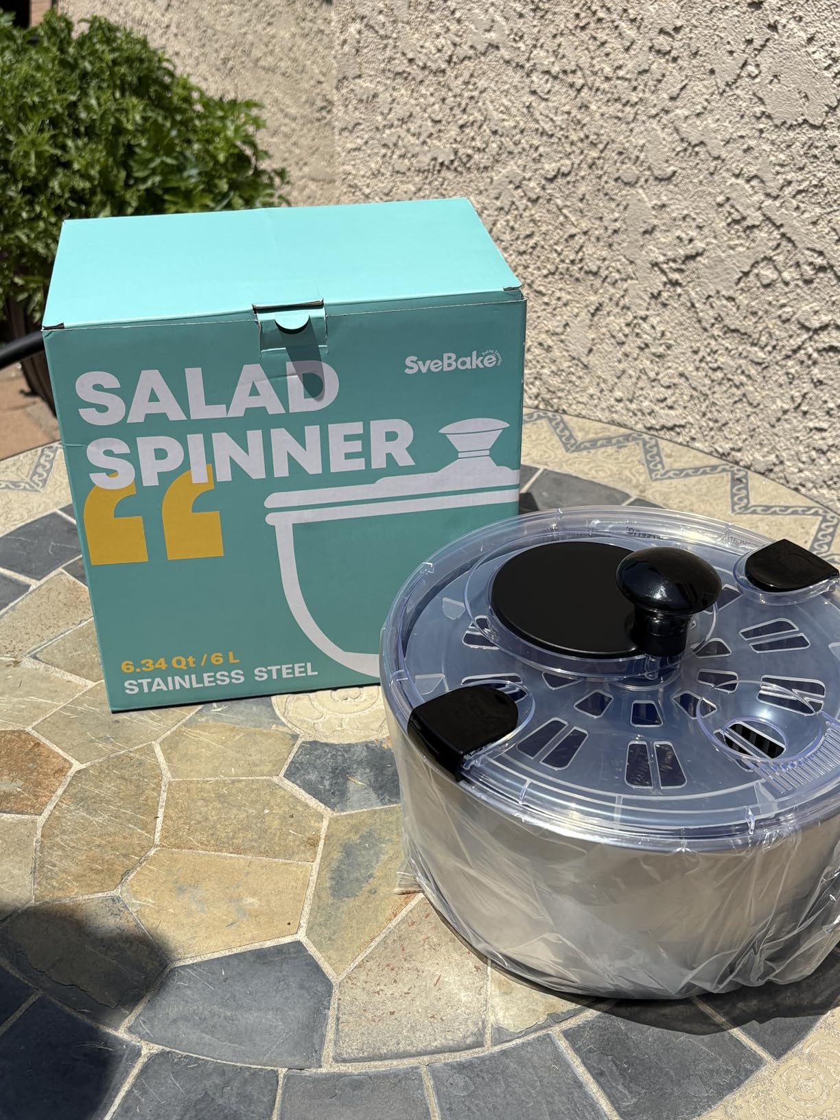 Stainless Steel Salad Spinner, 6.34Qt Large Lettuce Dryer, BPA-Free Vegetable & Fruit Washer with Drain, Easy Clean, Non-Slip Base, Transparent Lid customer photo 1