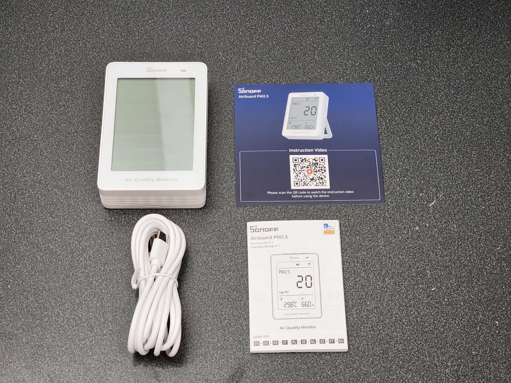 SONOFF SAWF-07P Smart Indoor Air Quality Monitor with PM2.5, PM10, Temperature & Humidity Sensor, Real-Time Display, Notification, Matter-Compatible, 2.4GHz WiFi, 3.73-inch Screen, for Bedroom, Nusery customer photo 1