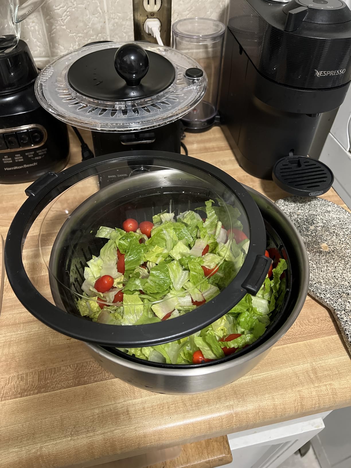 Stainless Steel Salad Spinner with Storage Lid, 5.3 Qt, BPA-Free, 4-in-1 Multi-Functional Lettuce Spinner, Fruit & Vegetable Washer, Easy Clean, Stop Button, Non-Slip Base customer photo 1