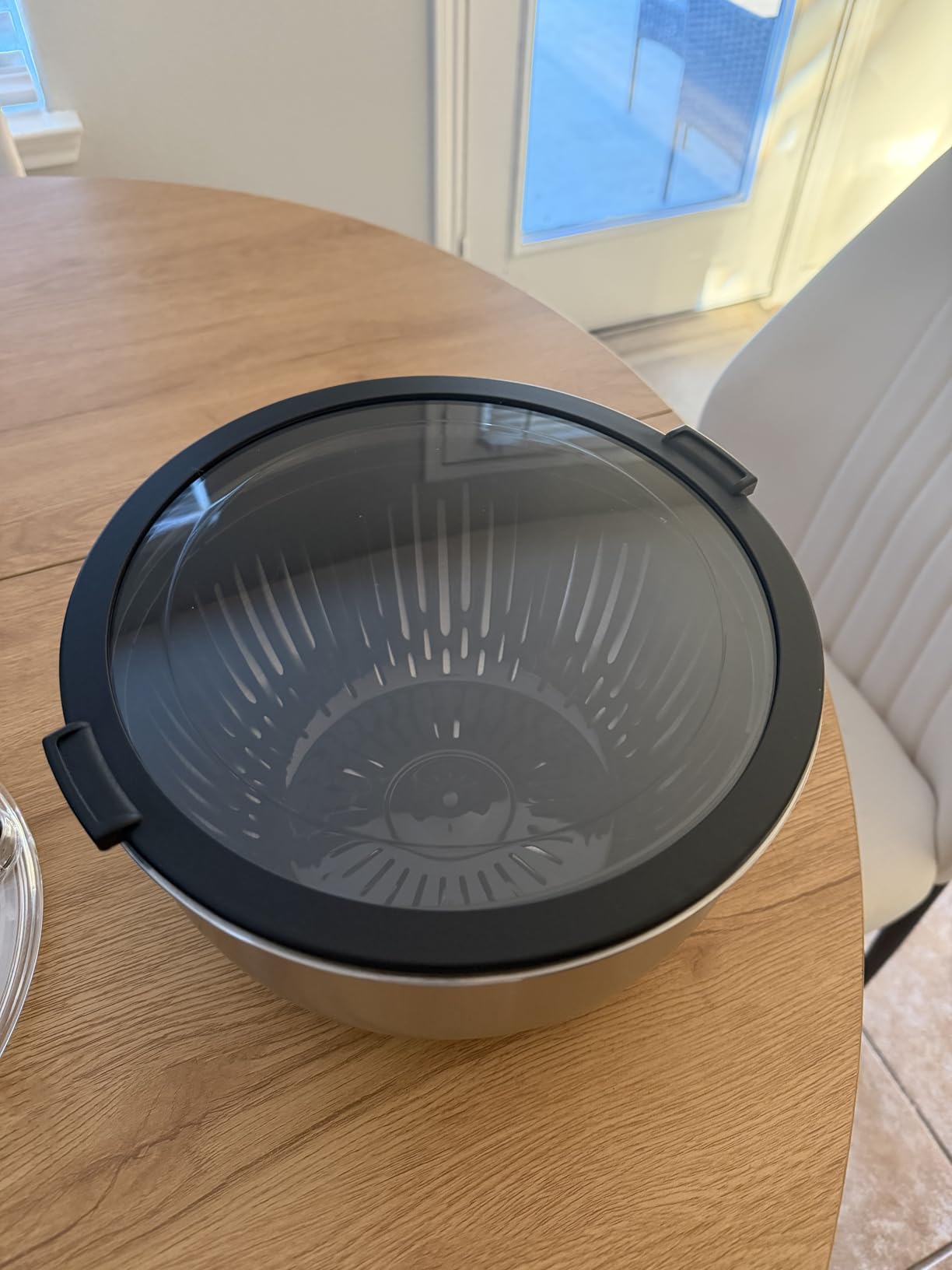 Stainless Steel Salad Spinner with Storage Lid, 5.3 Qt, BPA-Free, 4-in-1 Multi-Functional Lettuce Spinner, Fruit & Vegetable Washer, Easy Clean, Stop Button, Non-Slip Base customer photo 2
