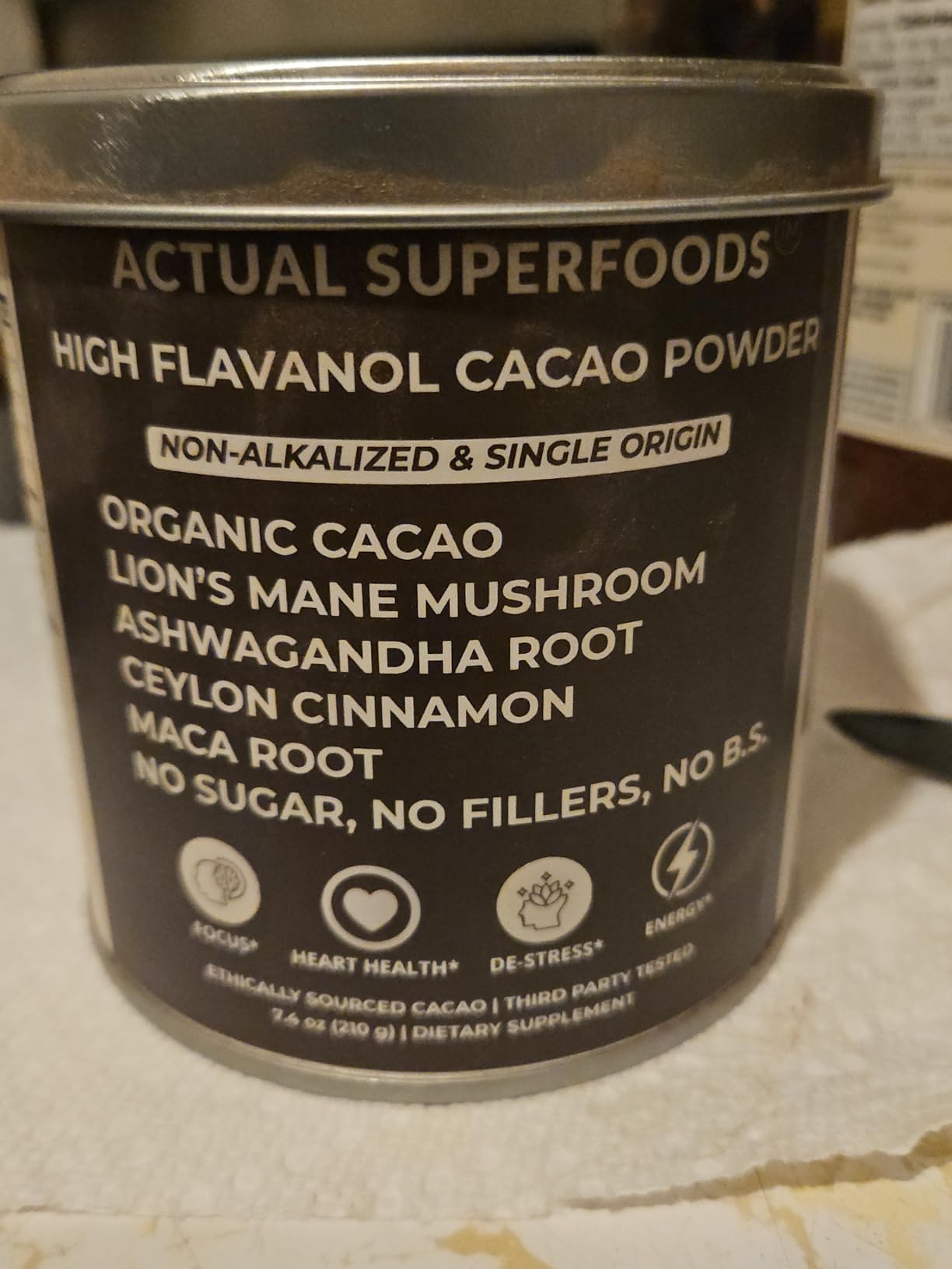 High Flavanol Cacao Powder Blend - Flavanols & Flavanoids - Organic Coffee Alternative with Lions Mane, Ashwagandha, Maca & Ceylon Cinnamon - 7.4 ounces - Morning Focus & Energy Ritual customer photo 1