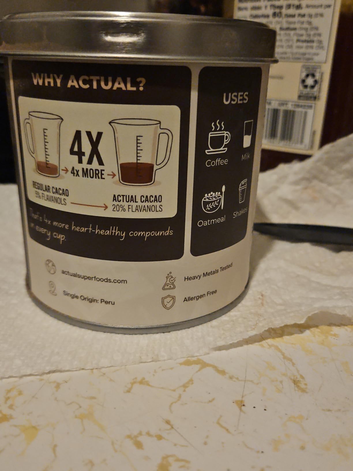 High Flavanol Cacao Powder Blend - Flavanols & Flavanoids - Organic Coffee Alternative with Lions Mane, Ashwagandha, Maca & Ceylon Cinnamon - 7.4 ounces - Morning Focus & Energy Ritual customer photo 2