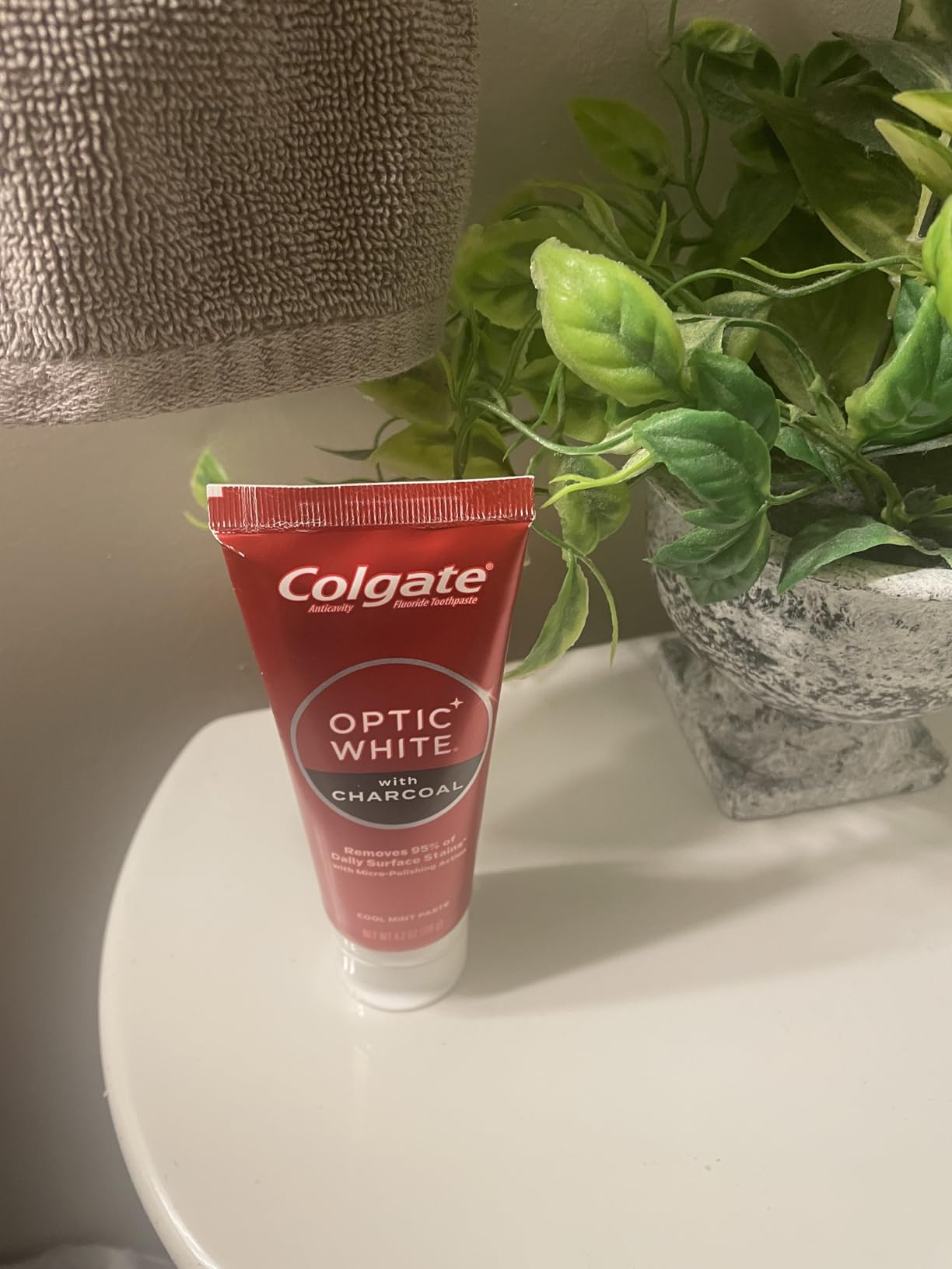 Colgate Optic White with Charcoal Teeth Whitening Toothpaste, Anticavity Toothpaste with Fluoride, Cool Mint Flavor, 3 Pack, 3.8 OZ customer photo 2