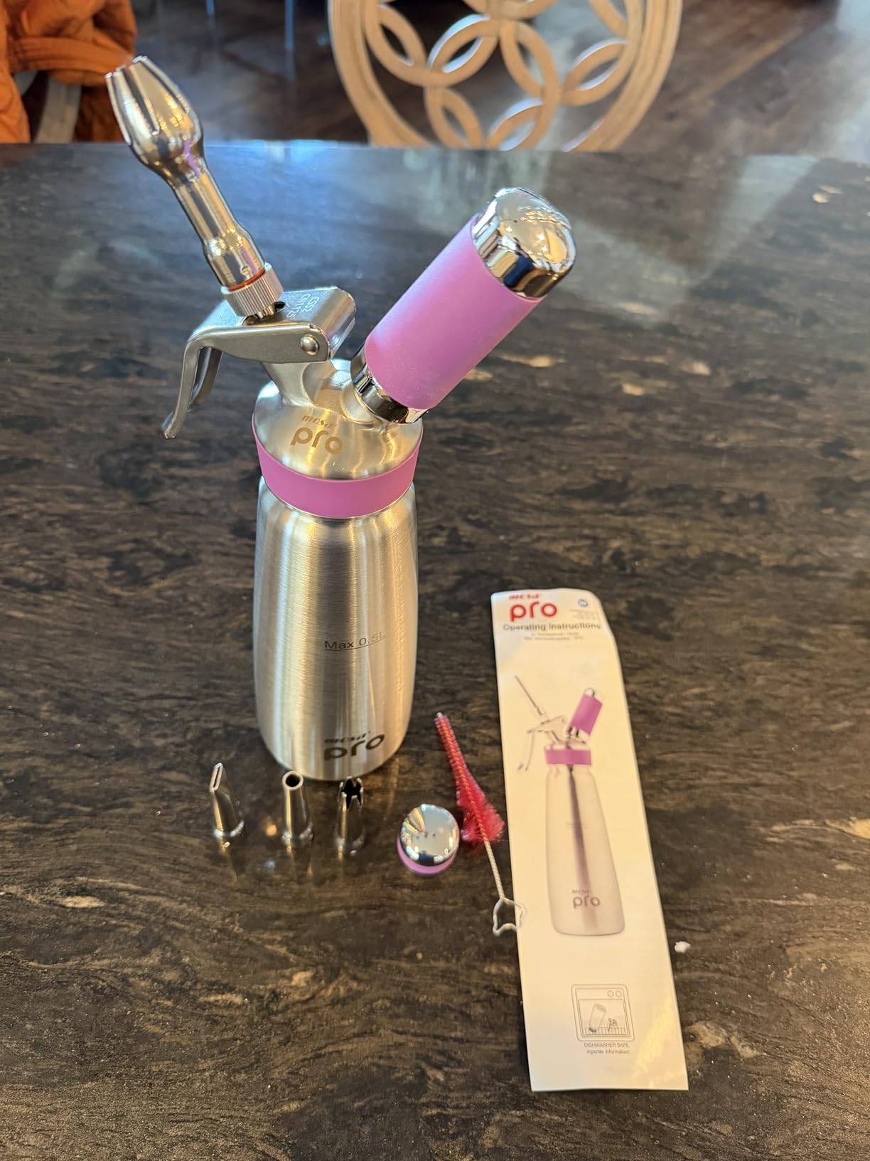 Mosa Professional 1 Pint (500mL) Purple Stainless Steel Whipped Cream Dispenser, 3-in-1 Cream Whipper, Nitro Cold Brew Maker & Soda Siphon, NSF Certified customer photo 1