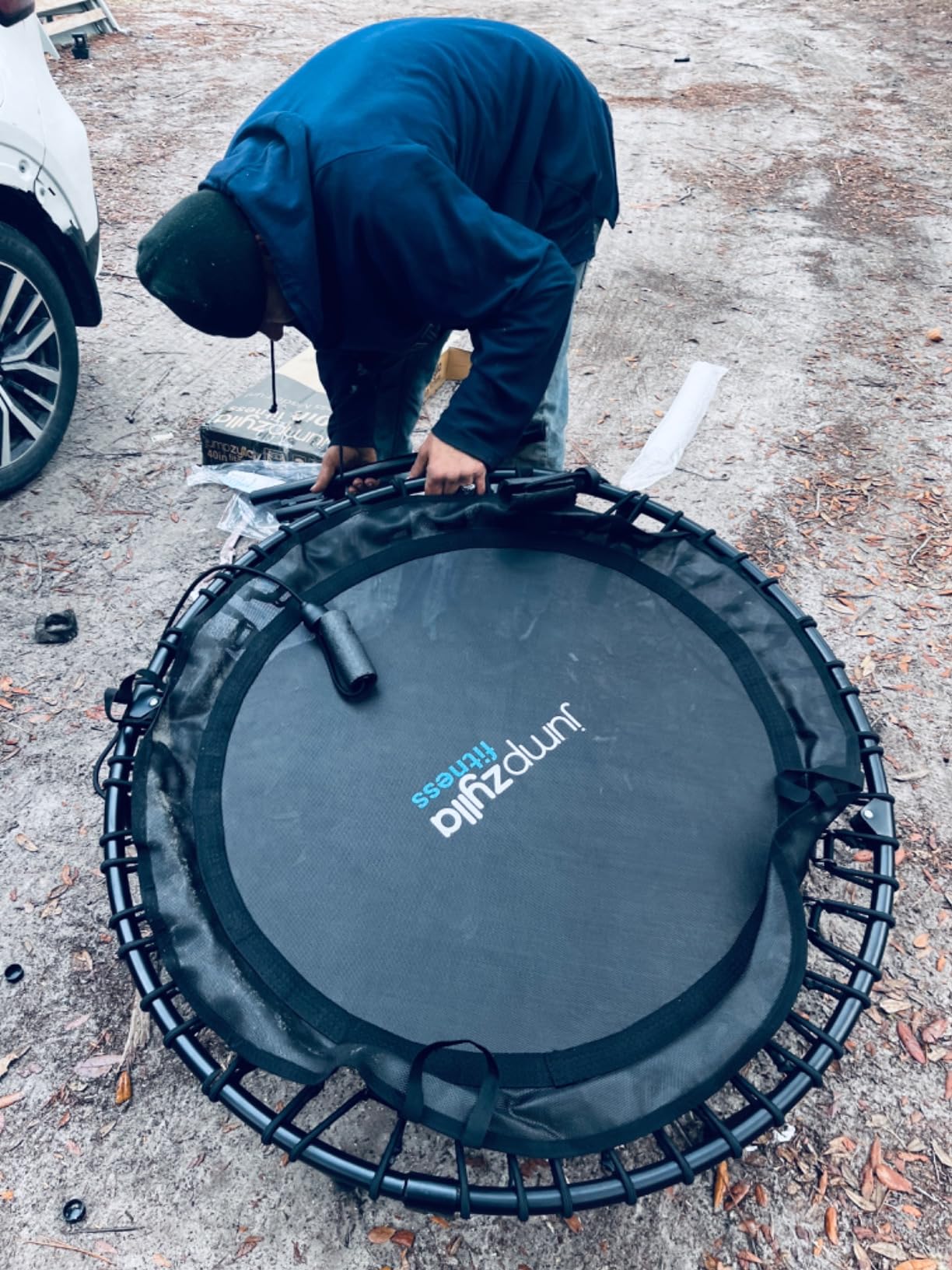 Rebounder Trampoline for Adults with Bar and Elastic Bands, 450/550 lbs Mini Trampoline for Adults, Exercise Trampolines, Rebounders with Adjustable Handle, Indoor/Outdoor 40/48 in customer photo 2