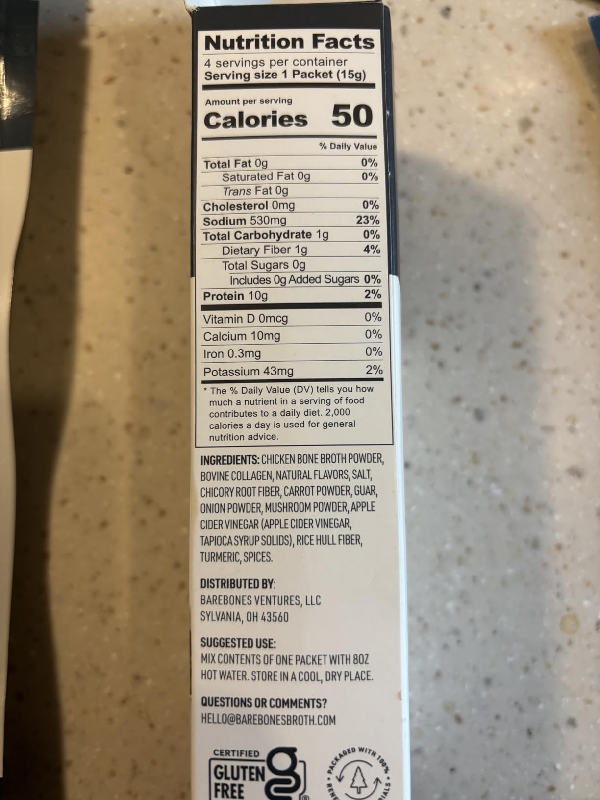 Bare Bones Classic Chicken Bone Broth Instant Powdered Mix Packets | 5g Collagen | 10g Protein | Keto & Paleo Friendly | No Artificial Flavors | Non-GMO, Gluten-Free, Dairy-Free on-the-go 16 Pack customer photo 2