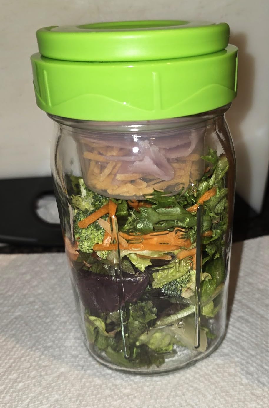 6 Pack Glass Salad Container for Lunch, Salad Jars with Two Dressing Cup for Wet/Dry Separation, Salad Mason Jars with Handle, Leak-proof Meal Prep Containers for Home, Office and Outdoor Use customer photo 1