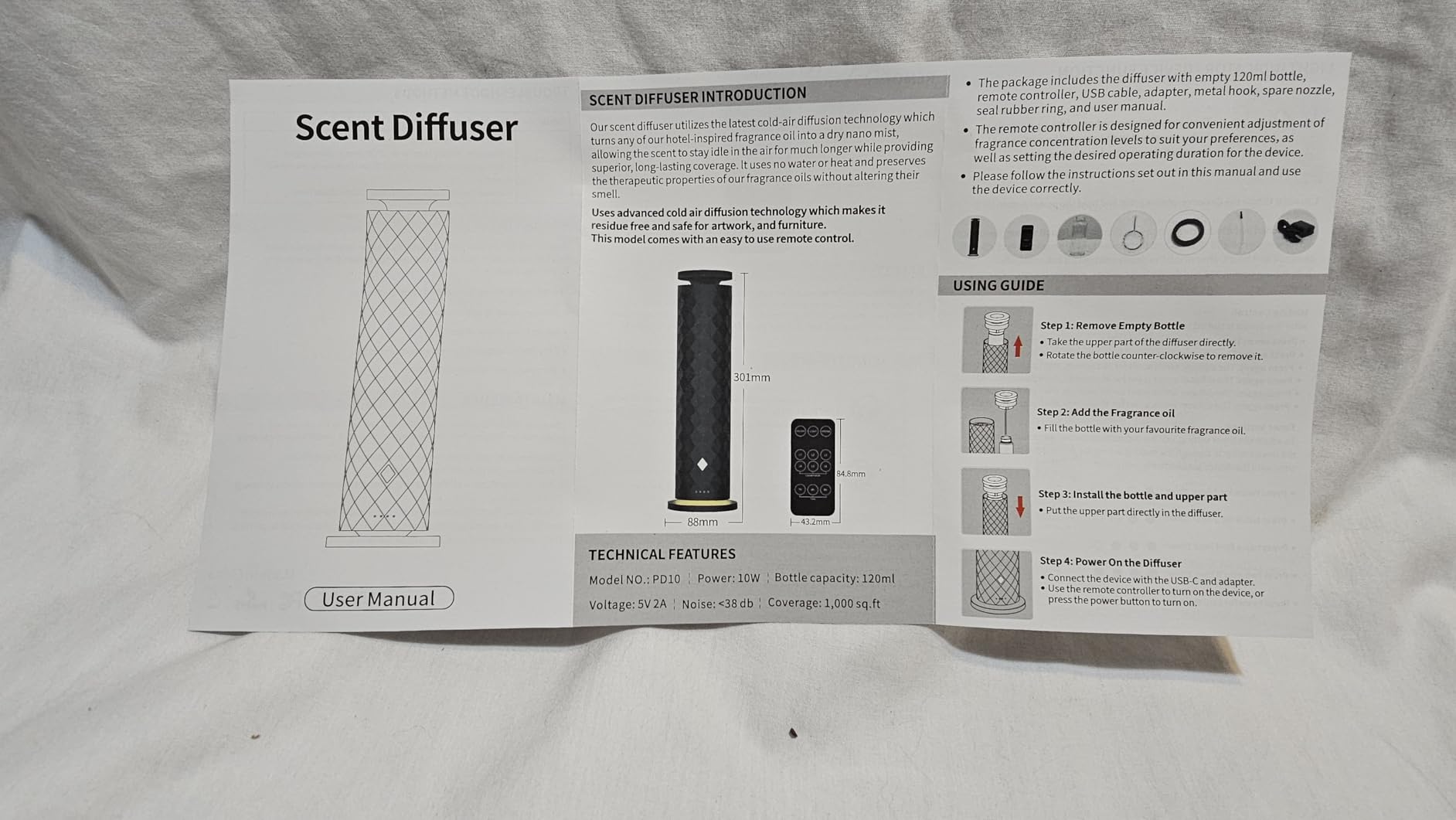 Waterless Scent Diffuser Starter Kit - Remote Control Cold Air Scent Diffuser Oil Machine with 5 Oils 1000 Sq Ft Coverage Quiet Nebulizing Aromatherapy for Home Office Bedroom & Spa customer photo 1