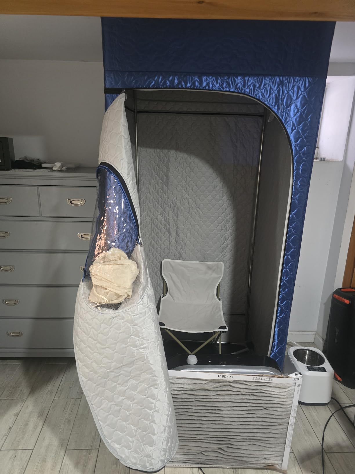 Portable Sauna for Home, XL Steam Sauna Tent with 1200W Fast Heat 3L Steamer & Large Folding Chair, Personal Home Spa Box for Relaxation, Detox & Self-Care, 9 Heat Levels, 99-Min Timer, Blue customer photo 2