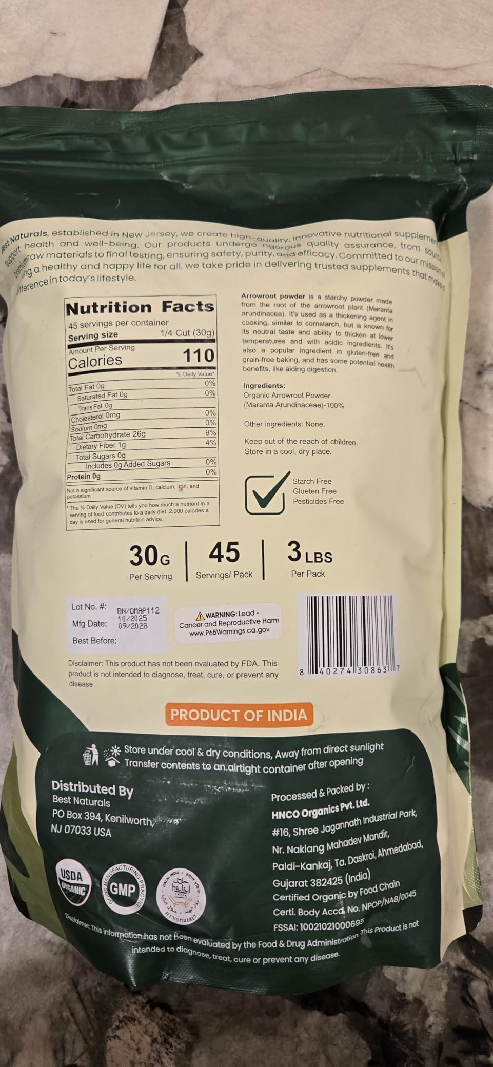 Best Naturals Organic Arrowroot Powder, 3 lbs, Gluten Free, GMO Free, Vegan - Certified USDA Organic customer photo 2
