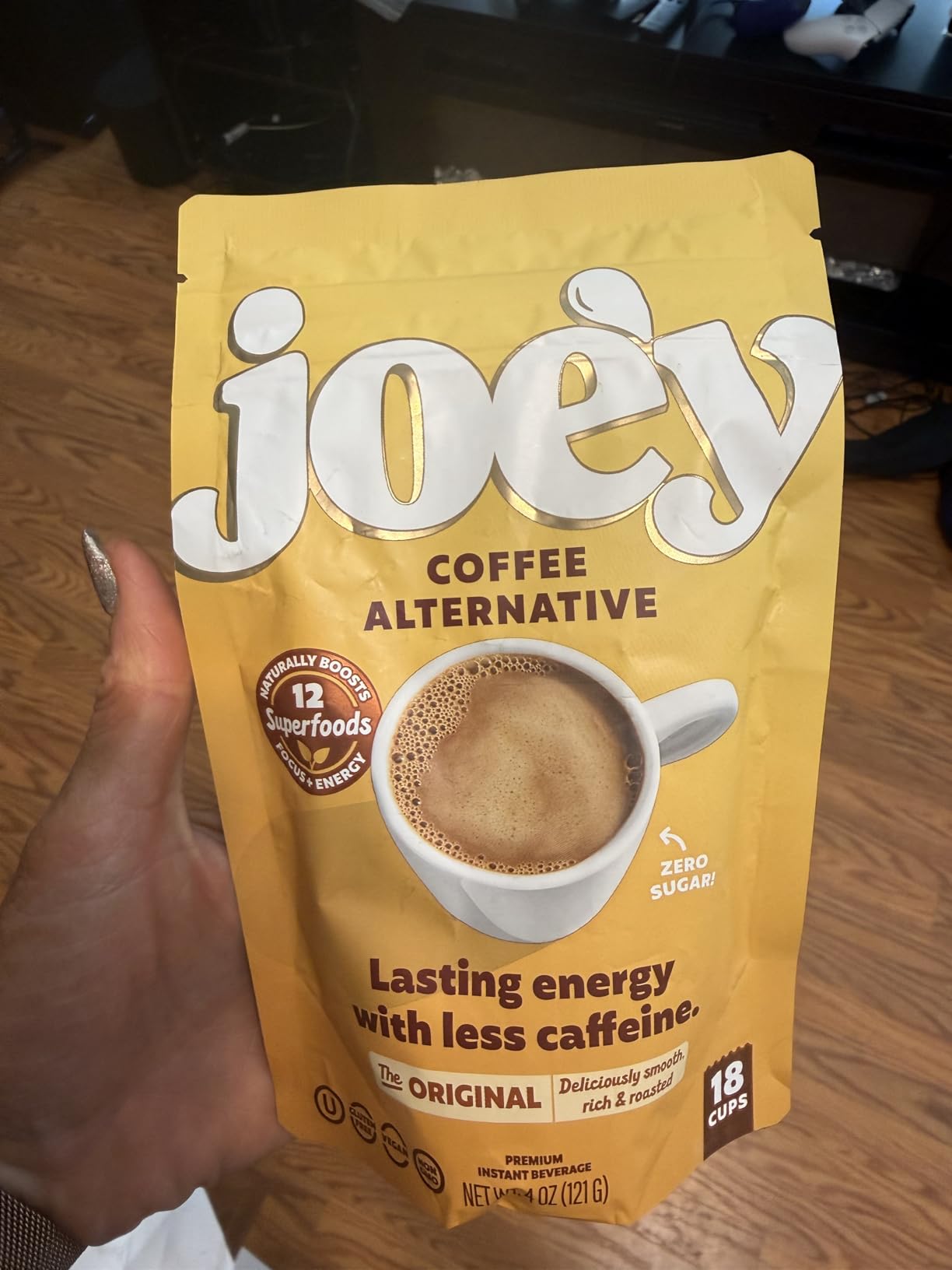 Joe'y Mushroom Coffee Alternative Original with Cacao, Dandelion Root & Chicory, Instant Mushroom Coffee Substitute with Superfoods, Vegan Gluten-Free, 20 Servings, Supports Daily Wellness Routine, Focus and Mental Clarity customer photo 1