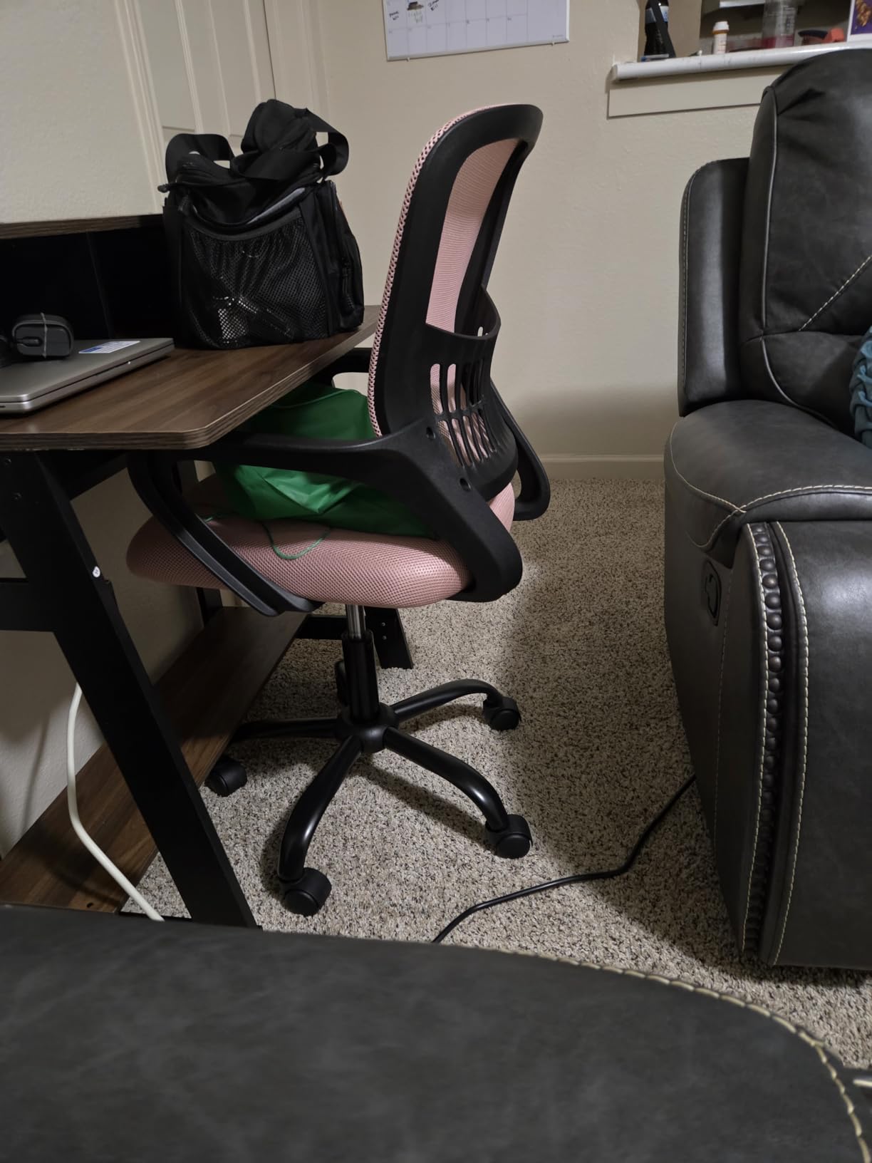 DUMOS Home Office Chair, Ergonomic Mid Back Mesh Desk Chair with Lumbar Support & Rocking Mode, Height Adjustable, Fixed Armrest customer photo 1