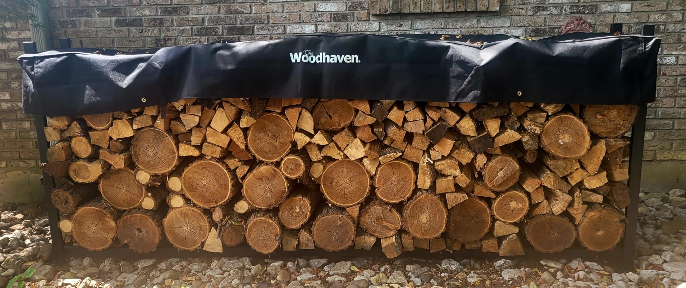 Woodhaven 8-Foot Firewood Rack - American Brand - 1/2 Cord Raised Lumber Storage Rack - Heavy-Duty Steel, Lifetime Structural Warranty (With Cover) customer photo 2