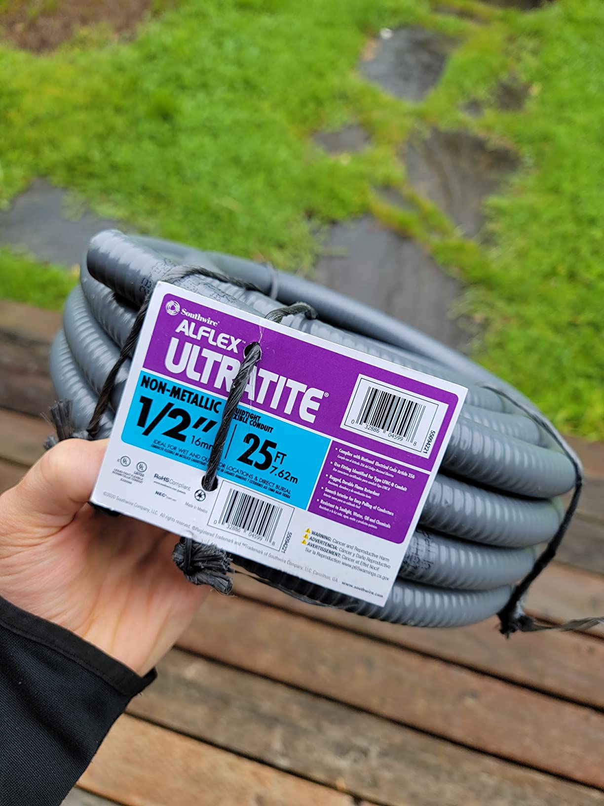 Woods 55094221 25-Feet Ultratite-Type NM 1/2-Inch Non-Metallic Liquid Tight Flexible Conduit; Gray customer photo 1