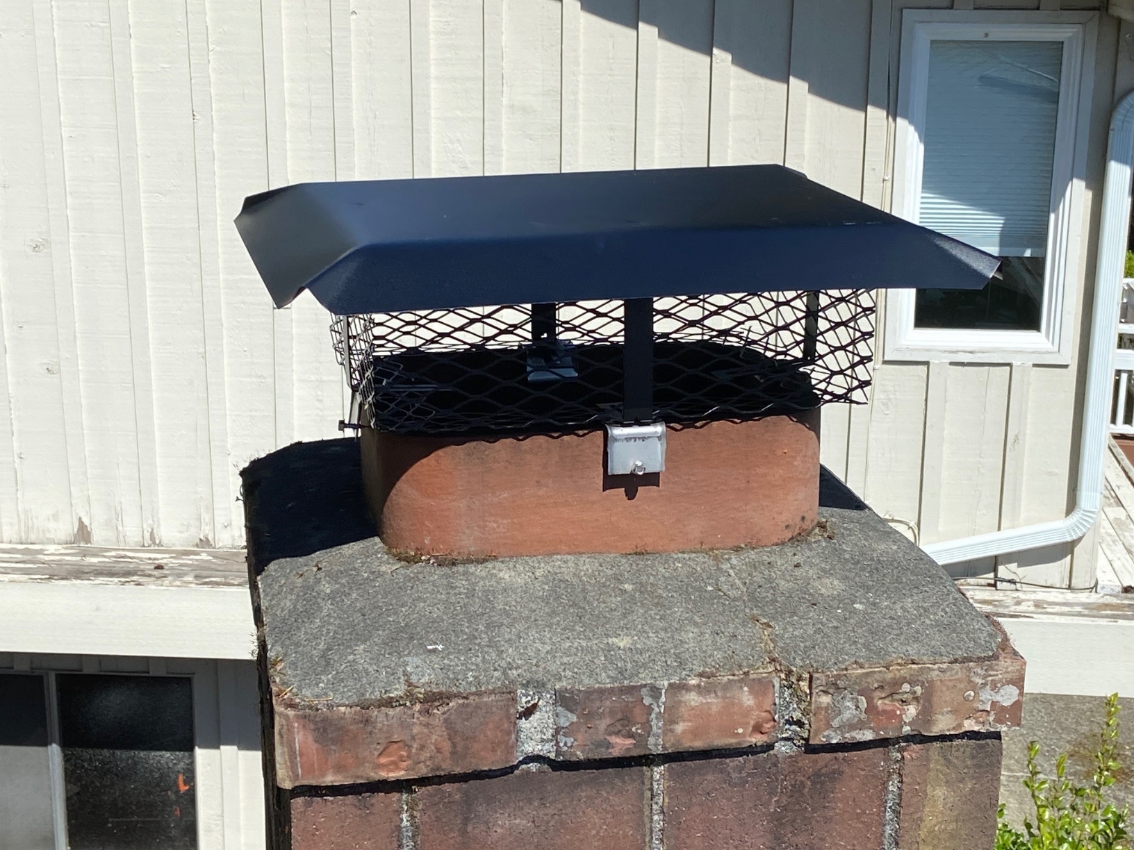 SCADJ-L Shelter Adjustable Clamp On Single Chimney Cover, Fits Outside Various Sizes of Existing Clay Flue Tile, Large, Black Galvanized Steel customer photo 1