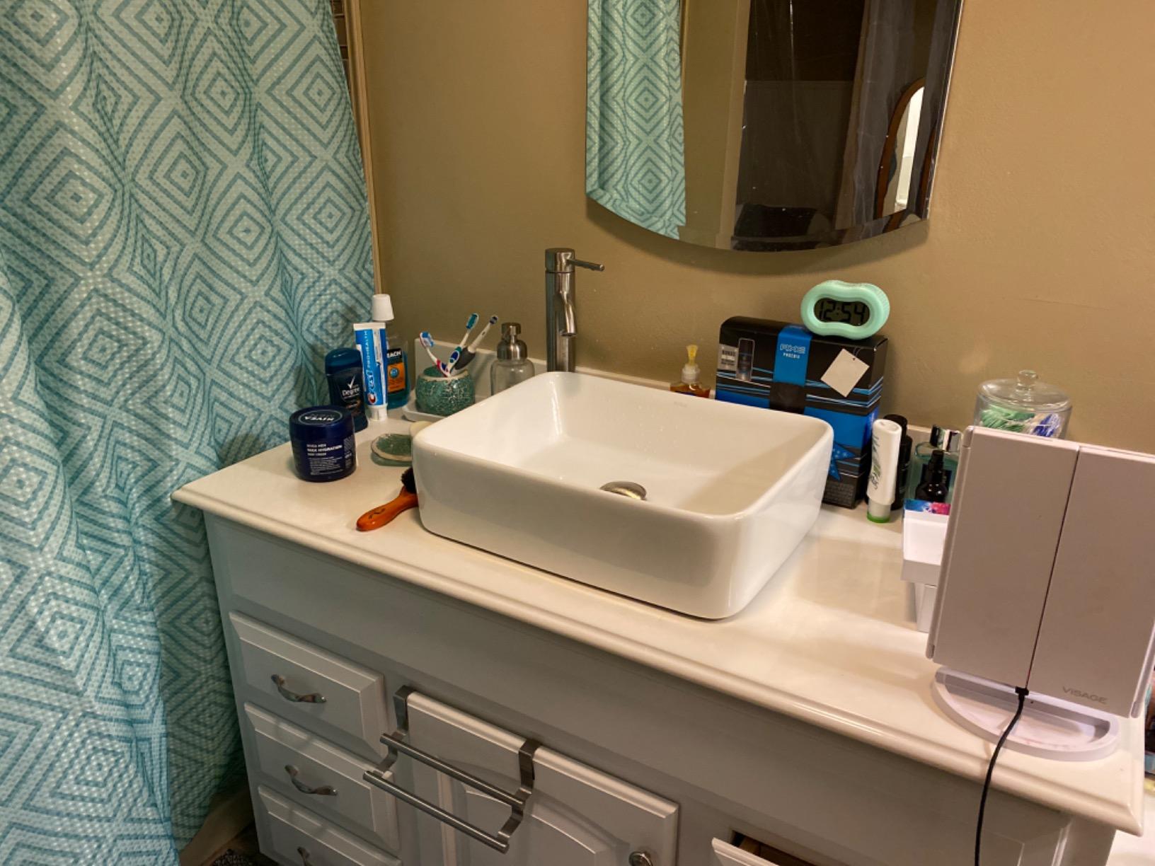 KRAUS Elavo Modern Rectangular Vessel White Porcelain Ceramic Bathroom Sink, 19 inch KCV-121 customer photo 2