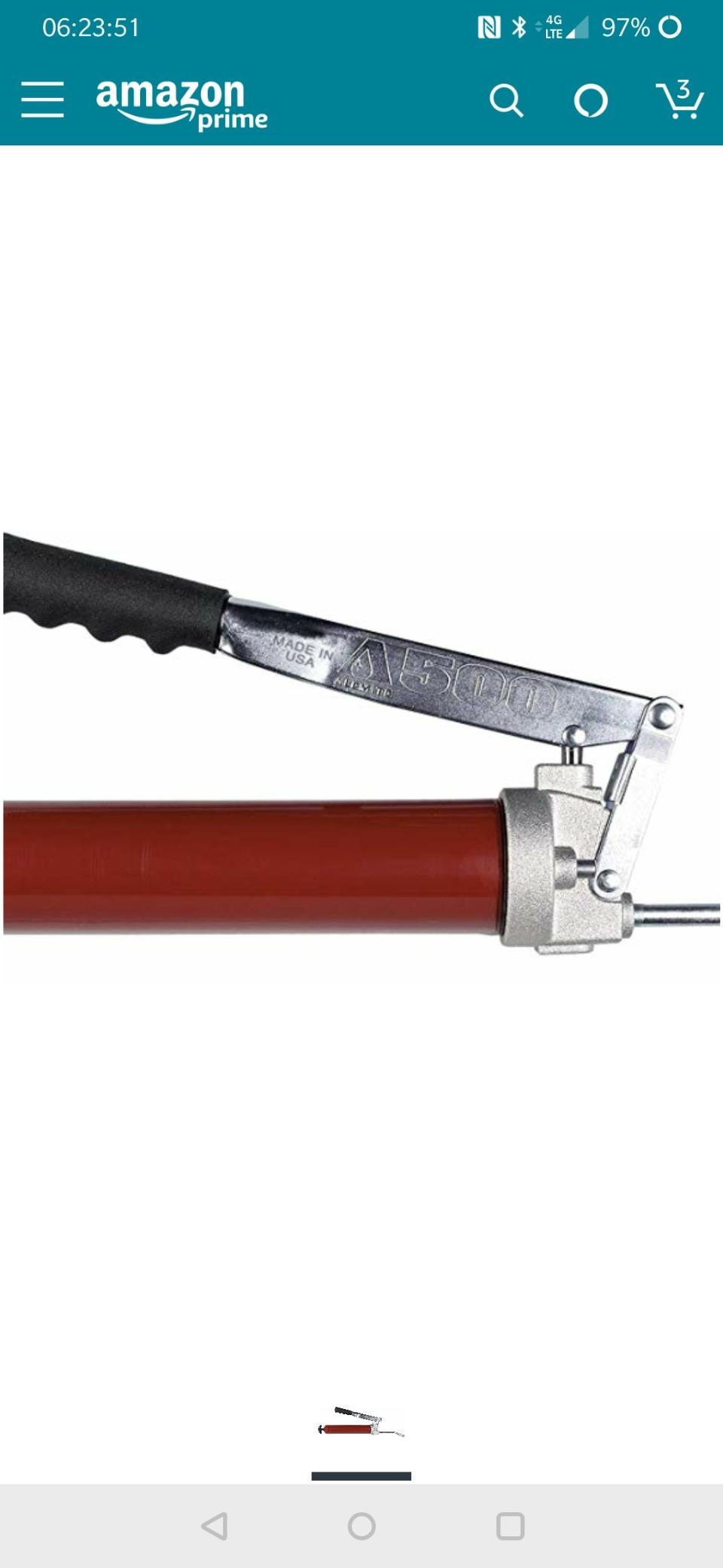 Alemite 500 Grease Gun, Develops up to 10,000 psi, Delivery 1 oz./21 Strokes, 16 oz. Bulk or 14 oz. Cartridge, 3-Way Loading customer photo 1