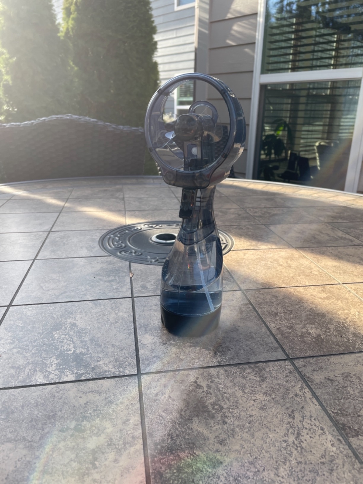 O2COOL Deluxe Handheld Misting Fan Battery Powered Grey customer photo 2