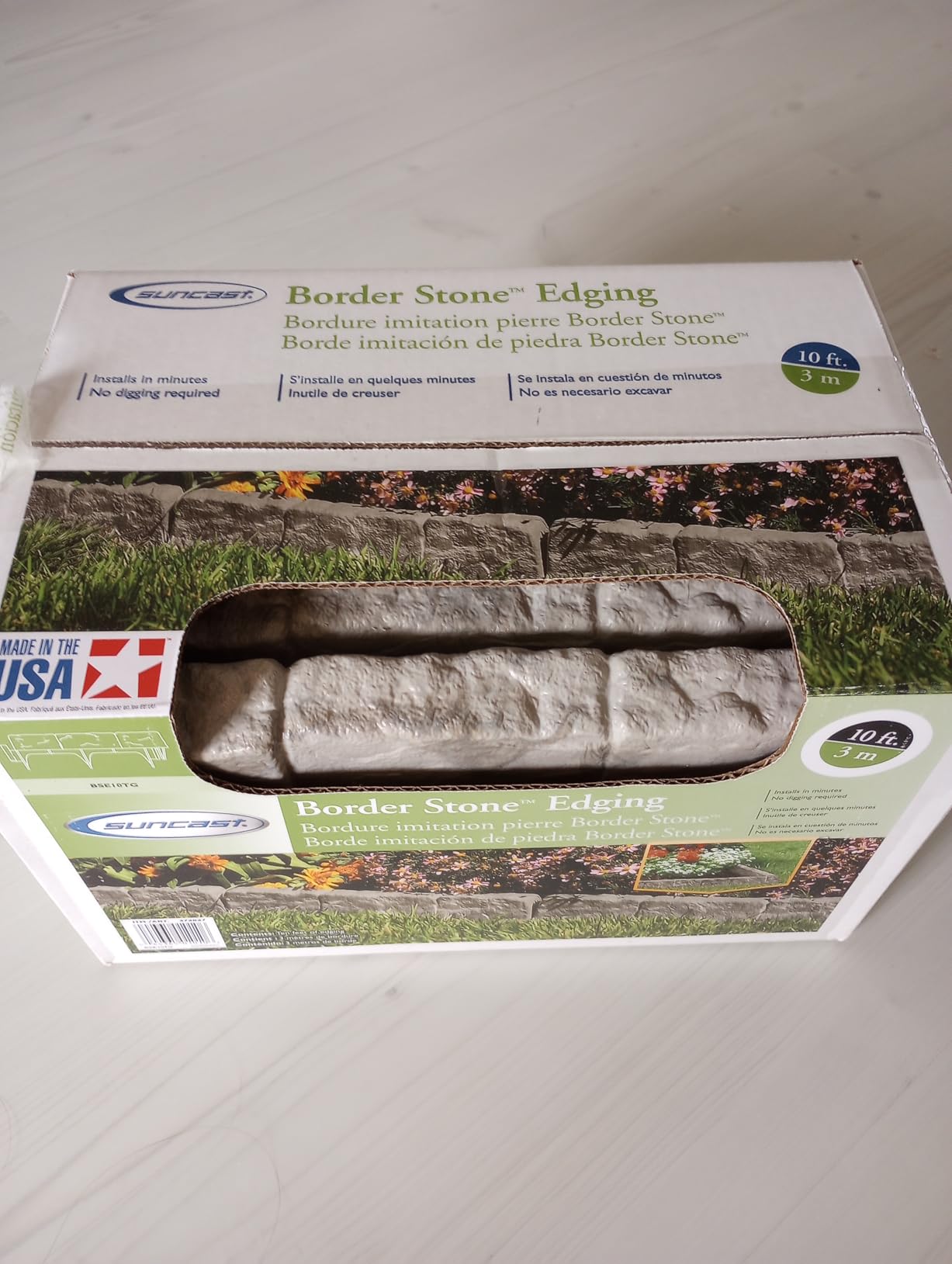 Suncast Interlocking Border Edging - Stone-Like Poly Construction for Garden, Lawn, and Landscape Edging - Water Resistant Border for Containing Trees, Flower Beds and Walkways - Light Taupe - Gray customer photo 2