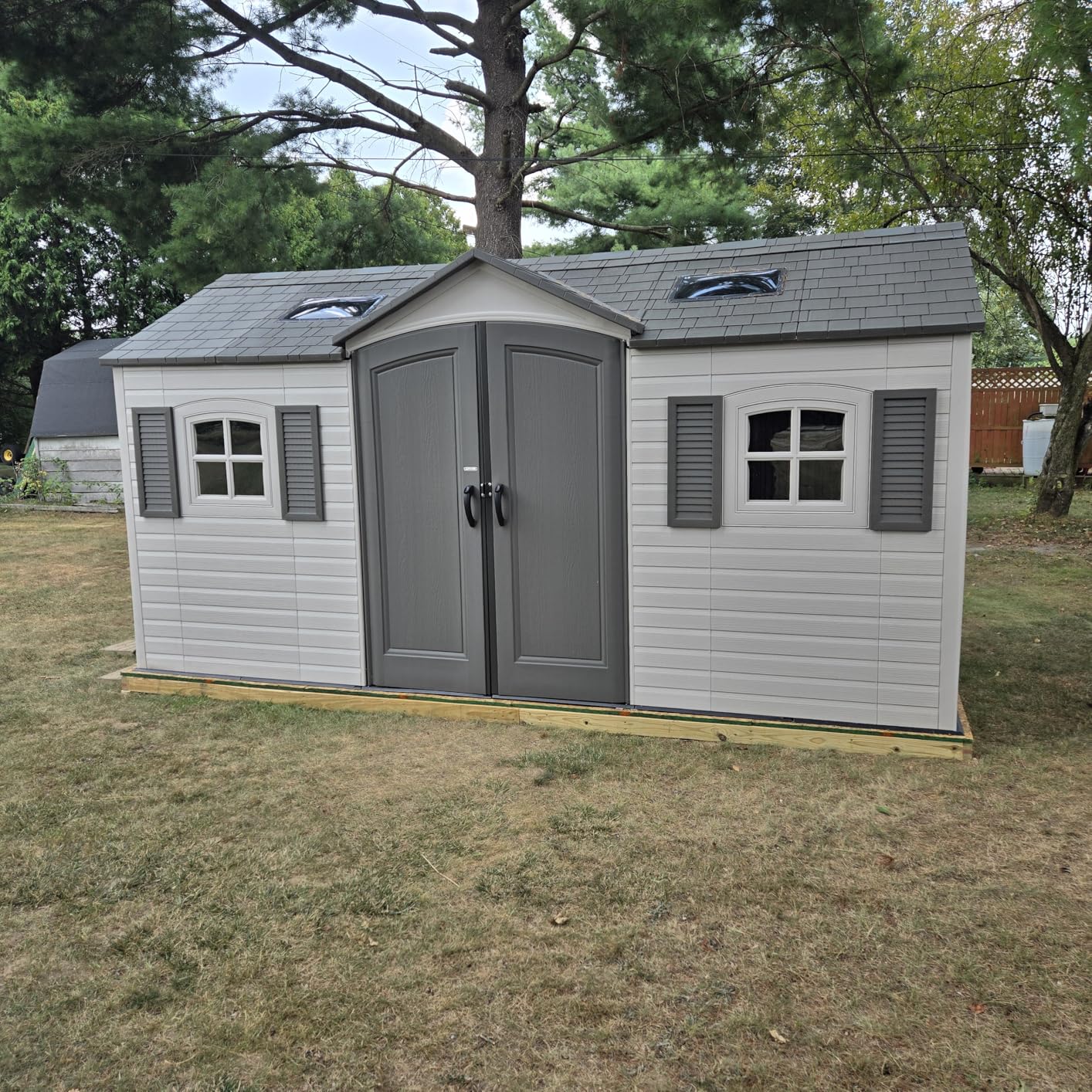 Lifetime 15x8 Ft Dual-Entry Outdoor Storage Shed with Skylights, Windows and Shelving customer photo 2