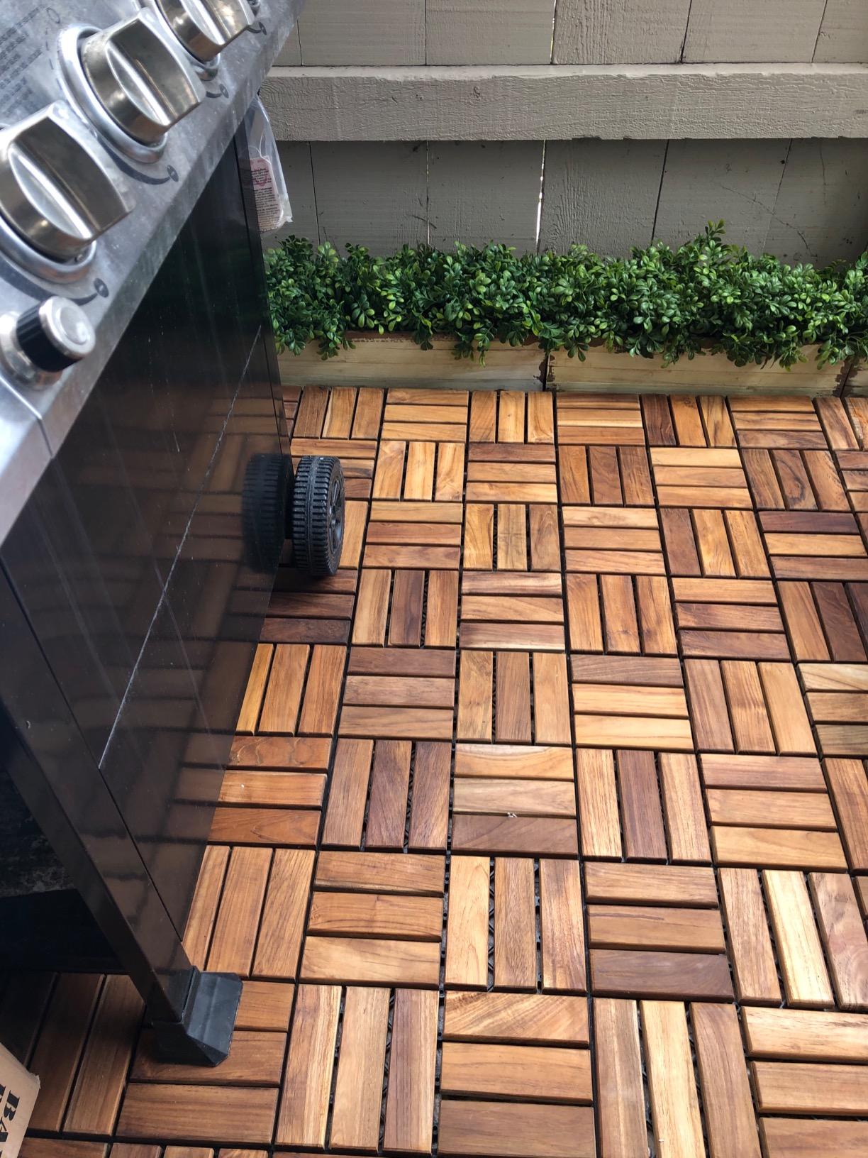 Bare Decor BARE-WF2009 Solid Teak Wood Interlocking Flooring Tiles (Pack of 10), 12
