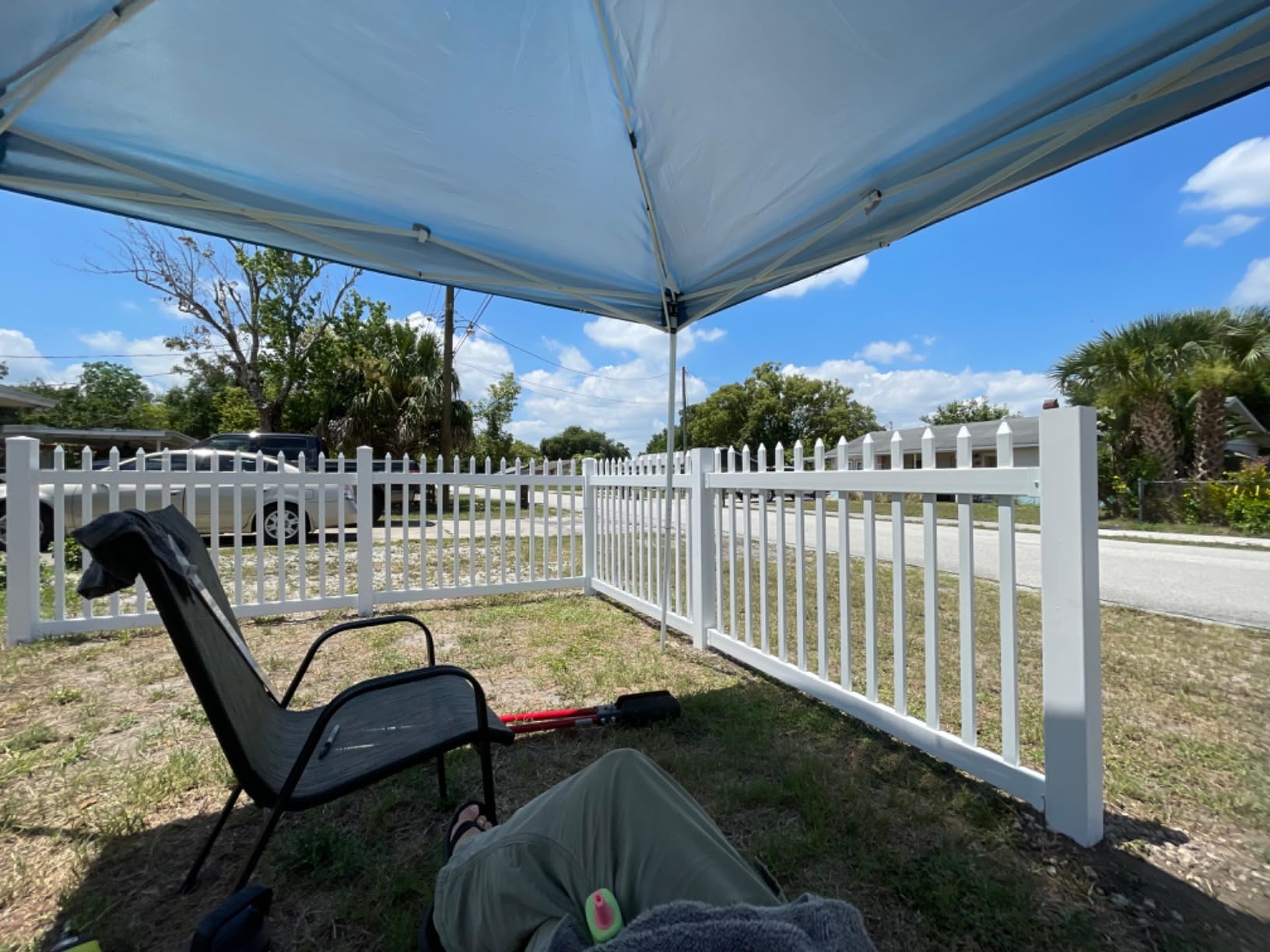 WamBam Nantucket Picket Fence, White Vinyl No Dig DIY Kit | 4ftH x 6ftW, 1 Panel + 1 Post, BL19101 customer photo 1