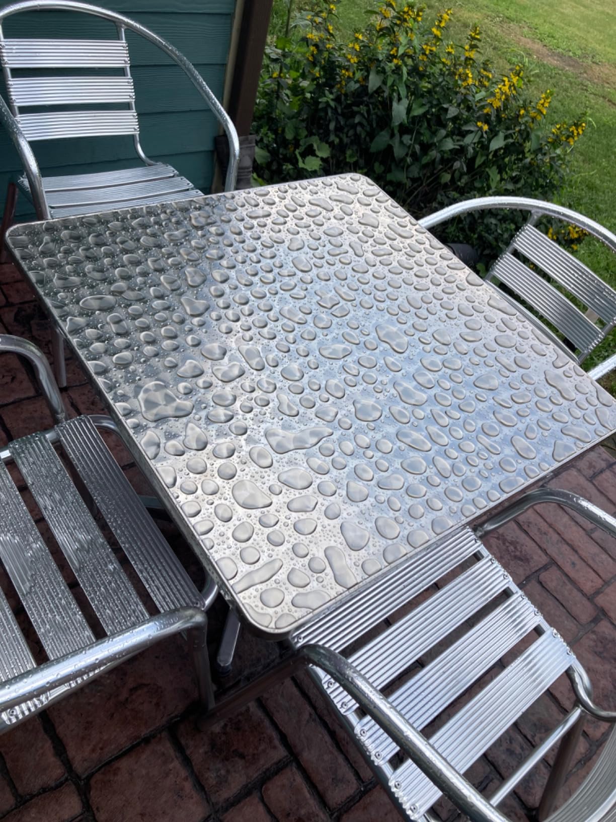 Flash Furniture 27.5 in Aluminum Indoor/Outdoor Square Table with Base | Indoor/Outdoor Use customer photo 2