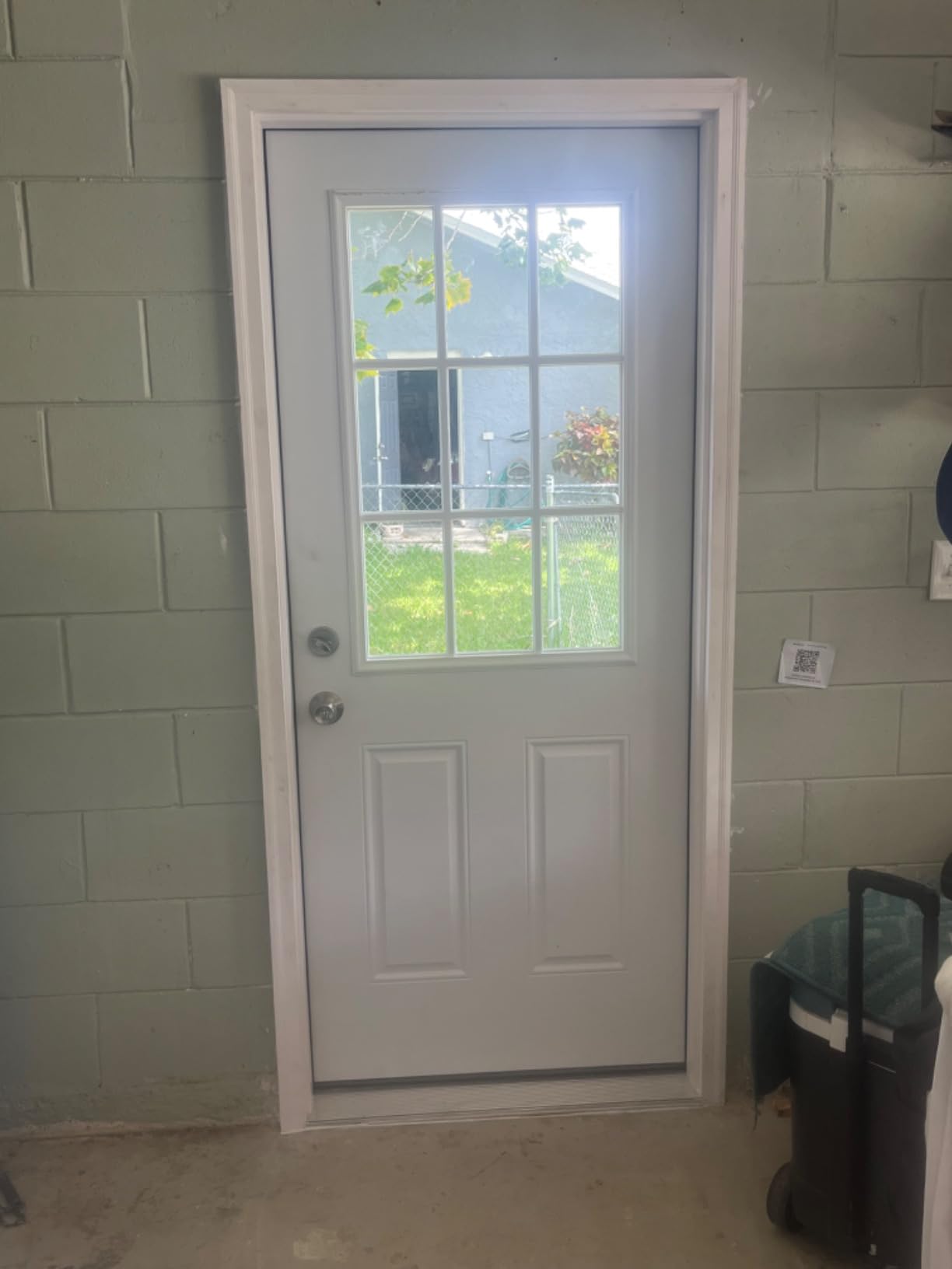 National Door Company Z000747R Steel Primed, Right Hand in-Swing, Prehung Front Door, 9 Lite 2-Panel External Grilles, Clear Glass, 32