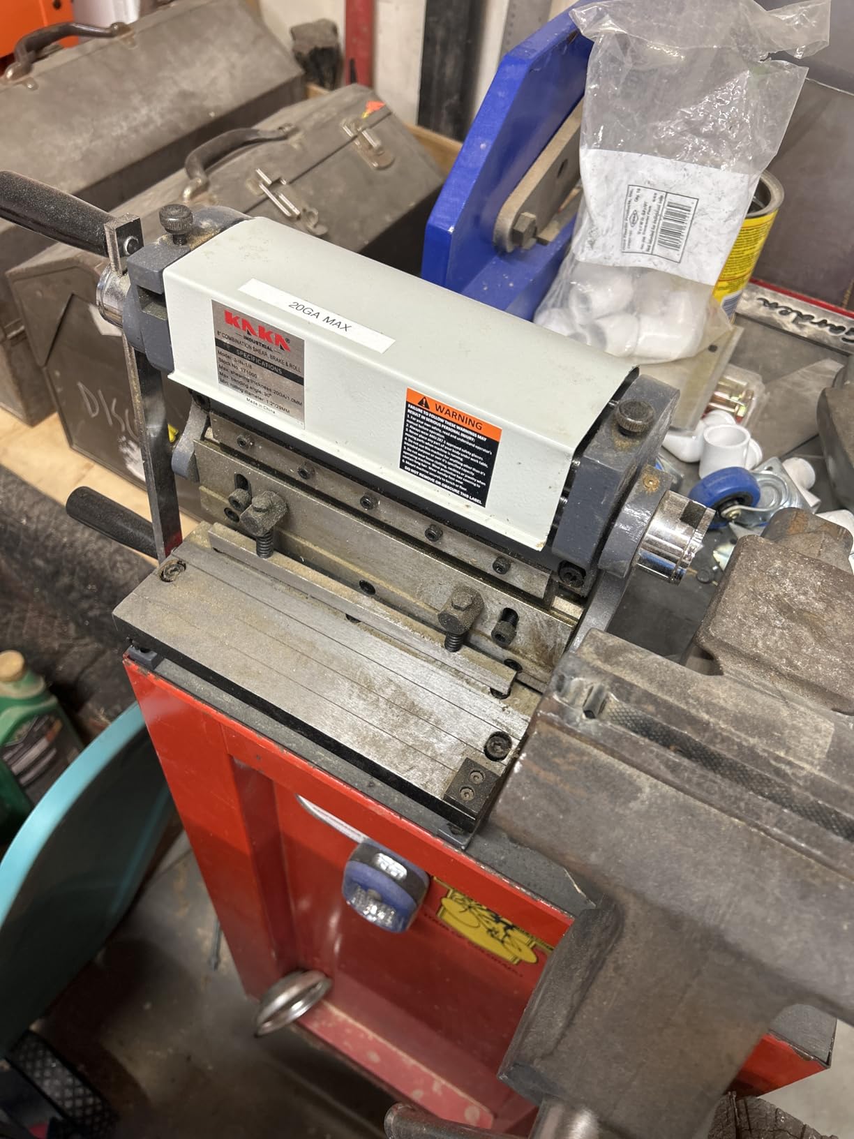 KAKA INDUSTRIAL Metal Brake, 8-inch, 3-In-1 Combination Shear Brake Roll Machine, 20-Gauge with Shears and Slip Roll Machine customer photo 1