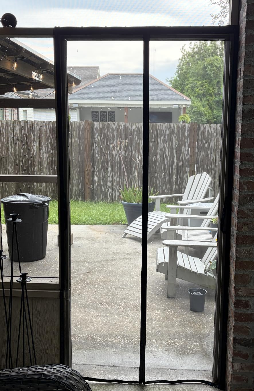 Flux Phenom Magnetic Screen Door - Bugs Out, Breeze in - 9min Install Auto-Sealing Heavy Duty Double Stitched Mesh, 52 Magnets, Hands Free Sliding & Patio Doors Net, Pet & Kid Friendly, 38 x 82 Inch customer photo 1