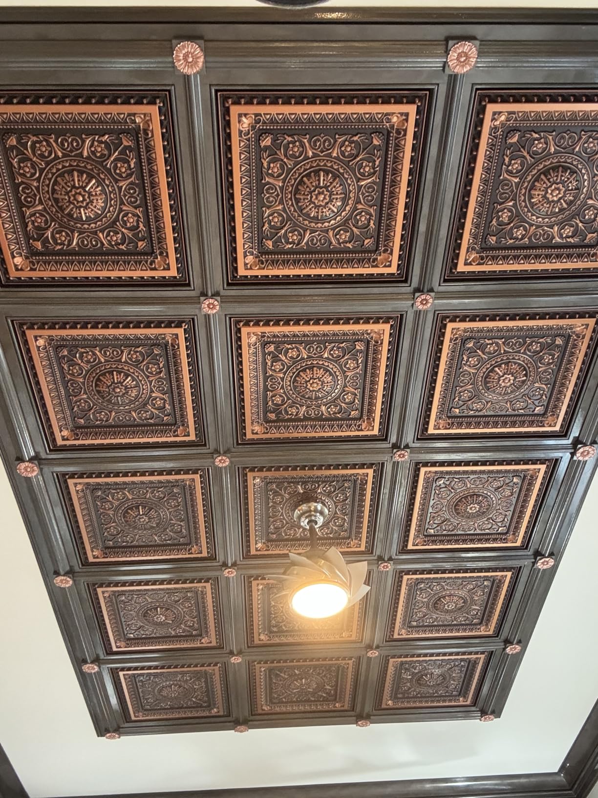 Marseille Antique Copper Ceiling Tiles, 2 ft. x 2 ft., Box of 10, Faux Tin Look customer photo 2