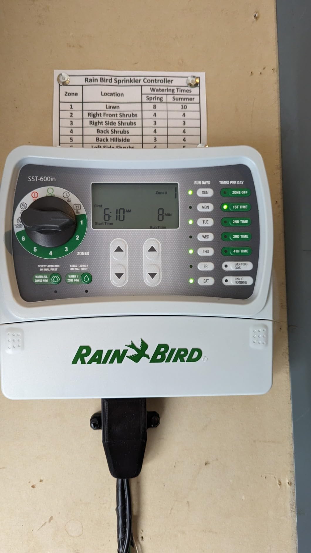 Rain Bird SST600IN Simple-to-Set Indoor Sprinkler/Irrigation System Timer/Controller, 6-Zone/Station customer photo 2
