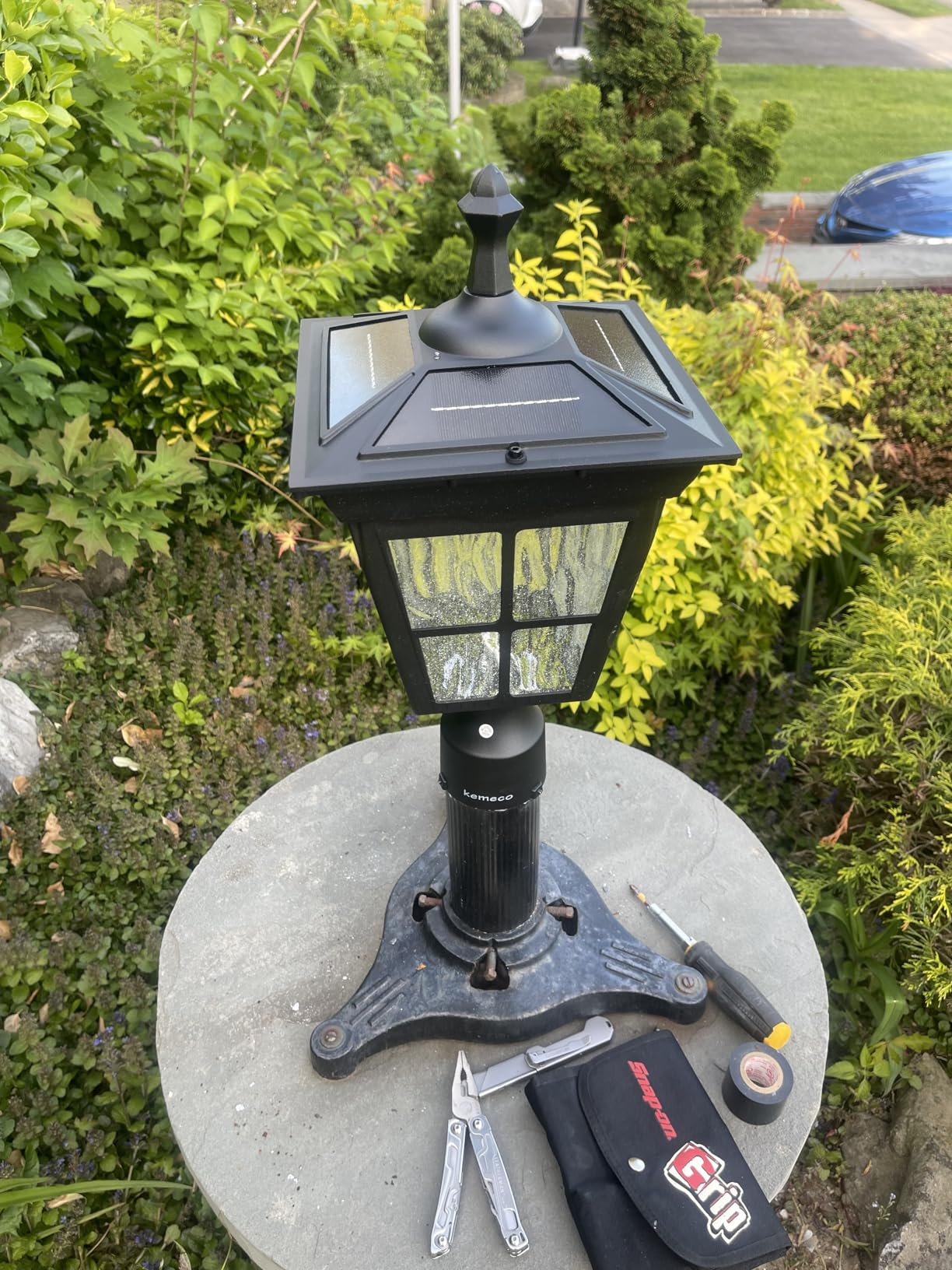 Solar Lamp Post Light, Cast Aluminium Waterproof LED with Glass Outdoor Dusk to Dawn Solar Post Light ST4311AQ for Pier Mount Pillar Gates Garden Pole Column Yard Path Driveway (Black) customer photo 1