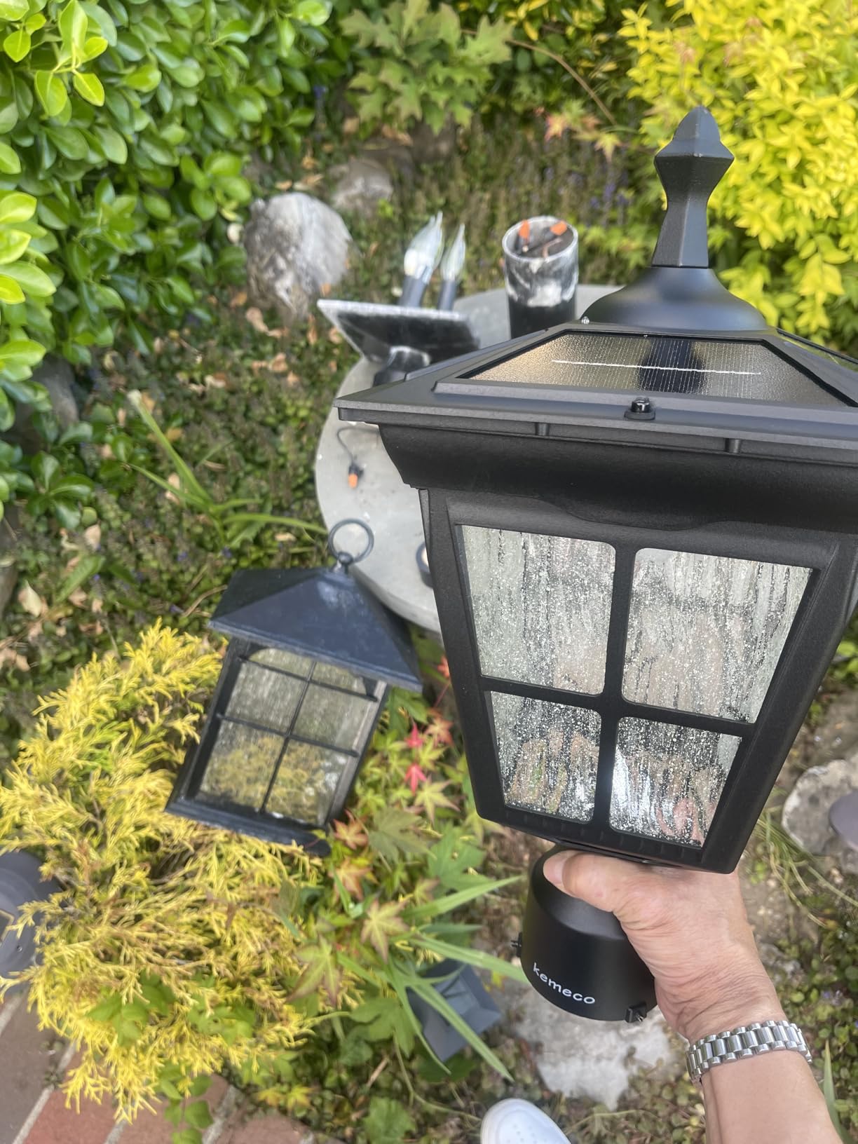 Solar Lamp Post Light, Cast Aluminium Waterproof LED with Glass Outdoor Dusk to Dawn Solar Post Light ST4311AQ for Pier Mount Pillar Gates Garden Pole Column Yard Path Driveway (Black) customer photo 2
