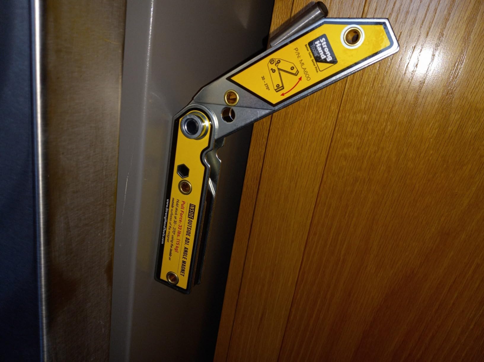 Strong Hand Tools Adjustable Angle Magnetic Square, Angle 30°-270°, Inside/Outside Magnets, Angle Setting Pin, Mag. Pull Force 26 lbs, Welding Square, 4.7, MLA450 customer photo 1
