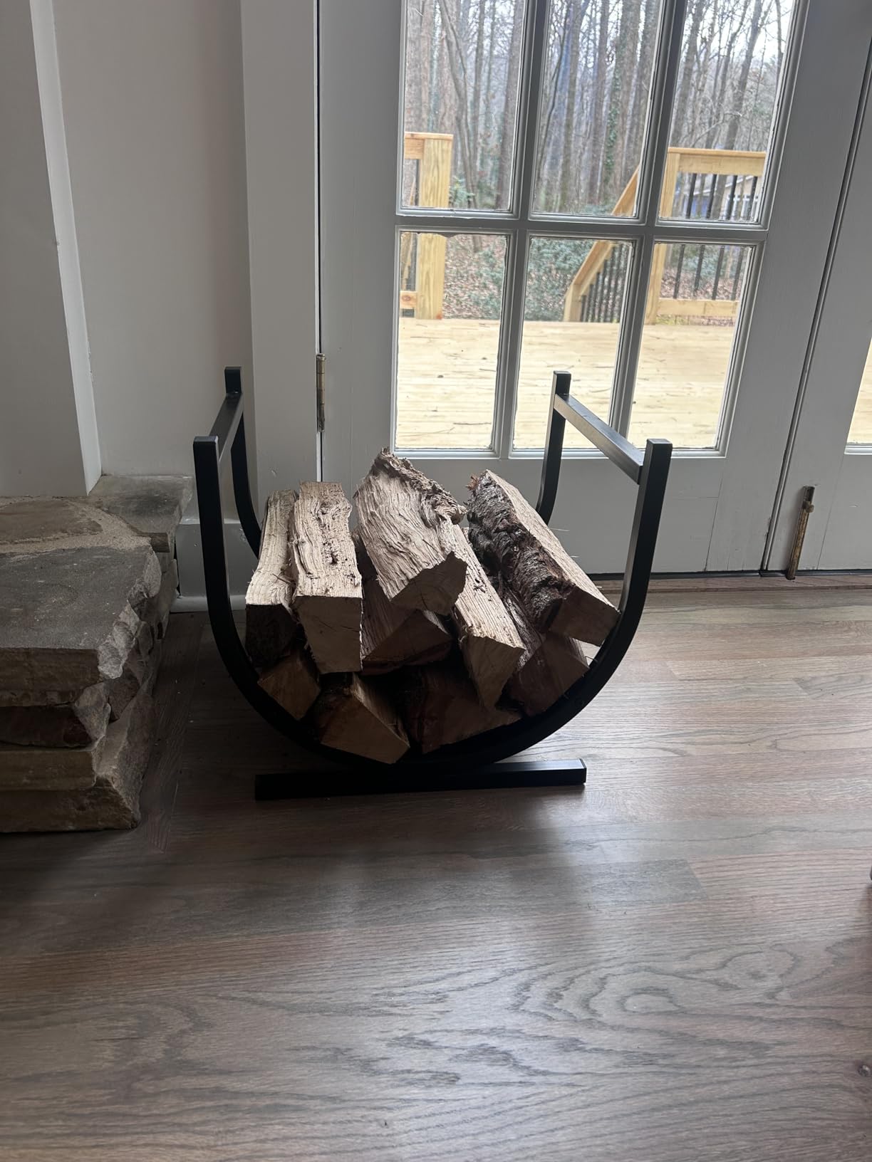 DOEWORKS Indoor Firewood Rack Decorative Wood Holder Fireside Log Rack customer photo 2