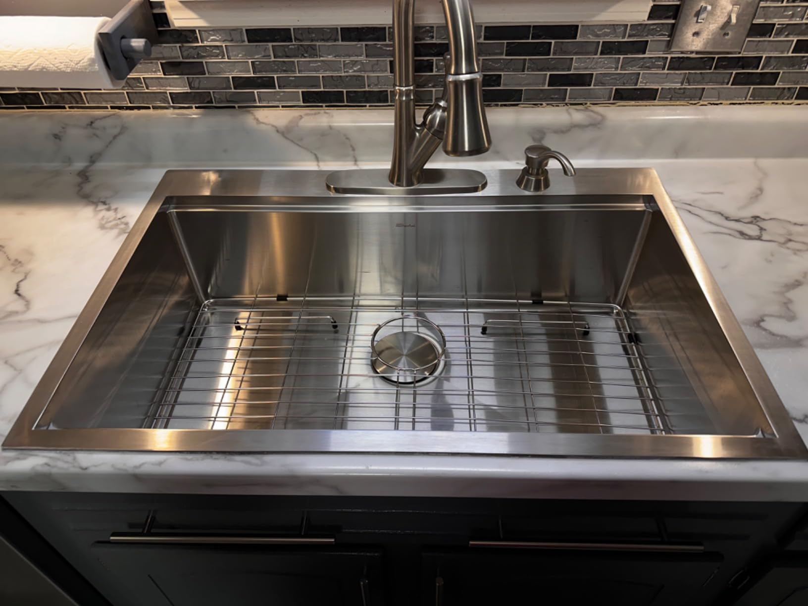 Sarlai Drop In Kitchen Sink - 33x22 Drop In Kitchen Sink Ledge Workstation 16 Gauge Stainless Steel Topmount Deep Single Bowl Over Counter Sinks Basin Round Corners customer photo 1