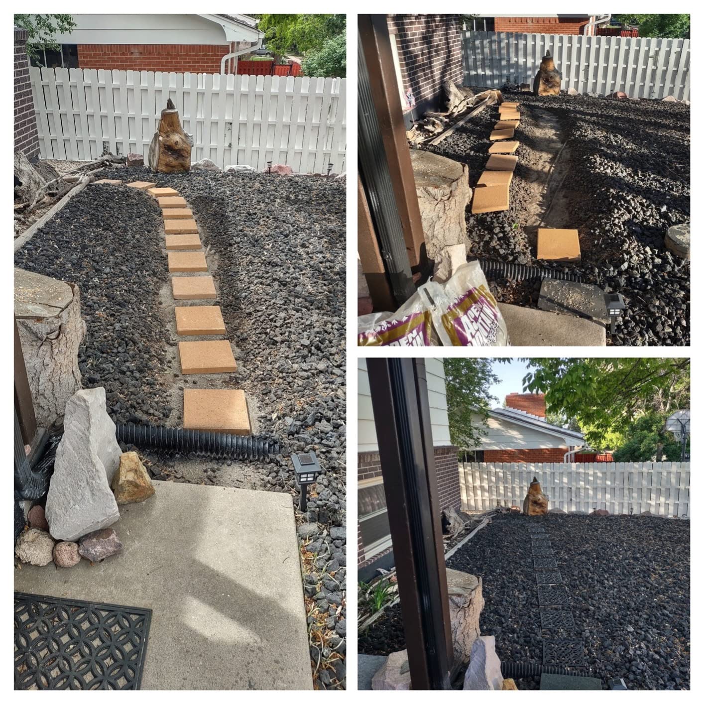 BIRDROCK HOME Rubber Stepping Stones - Decorative Pavers for Garden Path, Patio, Lawn, Yard, and Backyard Landscaping - Easy Install Outdoor Walkway Pathway, Ground Tiles - Black - Set of 3, 12 x 12 customer photo 2