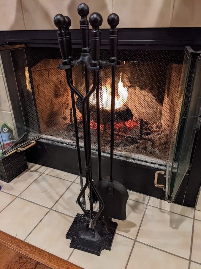 GameXcel Fireplace Tools Set with Stand 5 Piece - 32