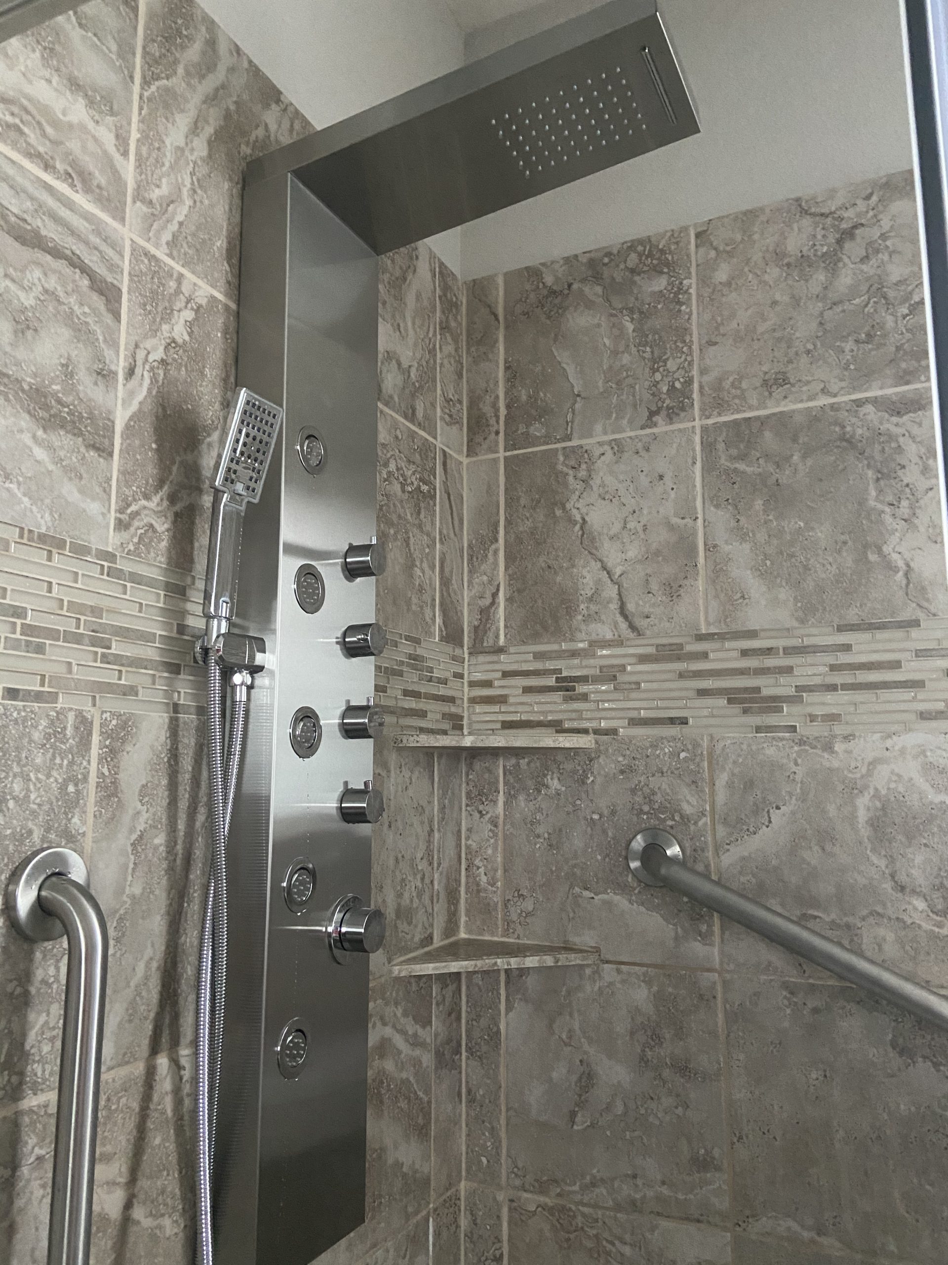ROVOGO 4-in-1 Rainfall Waterfall Shower Panel Tower System, Brushed Finish | Shower Column with Body Massage Jets and Handheld, Stainless Steel High Pressure, Use Multiple Functions Simultaneously customer photo 1