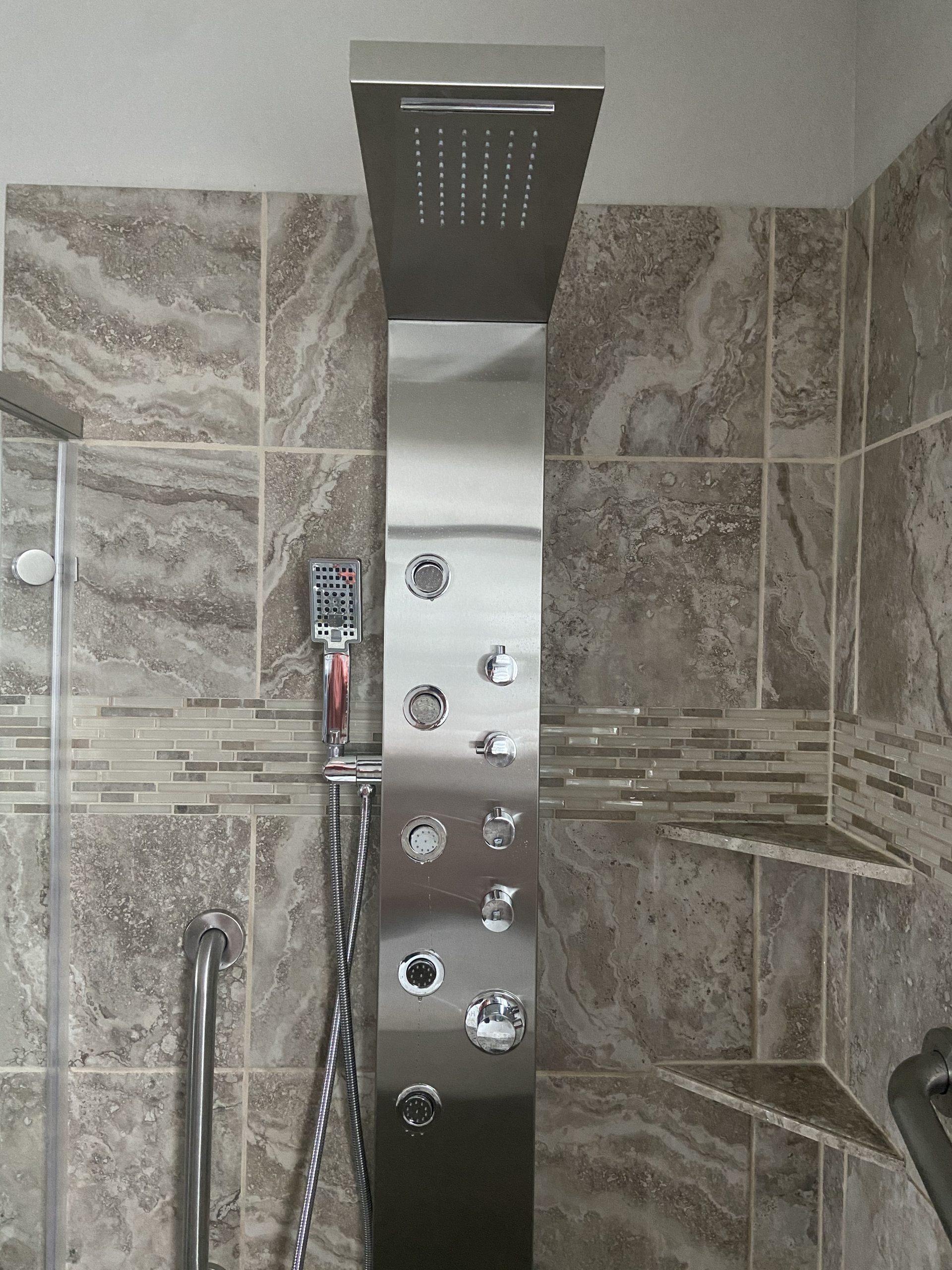 ROVOGO 4-in-1 Rainfall Waterfall Shower Panel Tower System, Brushed Finish | Shower Column with Body Massage Jets and Handheld, Stainless Steel High Pressure, Use Multiple Functions Simultaneously customer photo 2