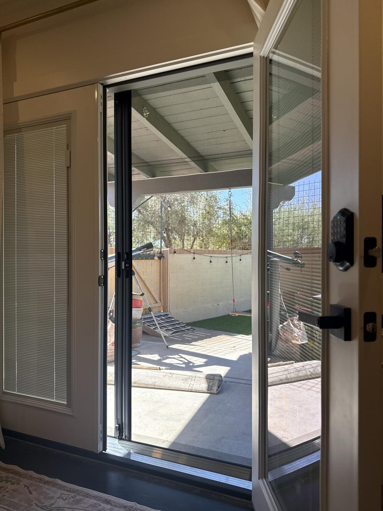 LARSON Brisa Double Sandstone Retractable Screen Door, French Door Screen with EZ-Glide Fits 80-in to 81-in Tall x 68-in to 72-in Wide Front or Patio Doors customer photo 2