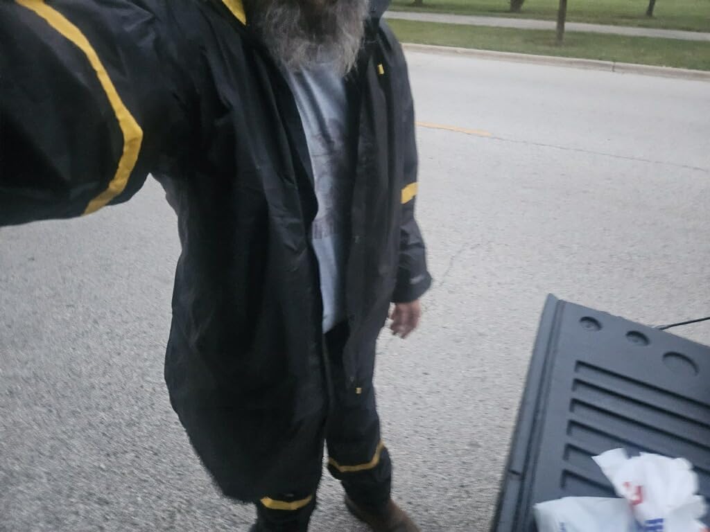 Classic Rain Suits for Men Breathable Rain Gear for Waterproof work, Hooded Coats Jacket and Pants customer photo 2