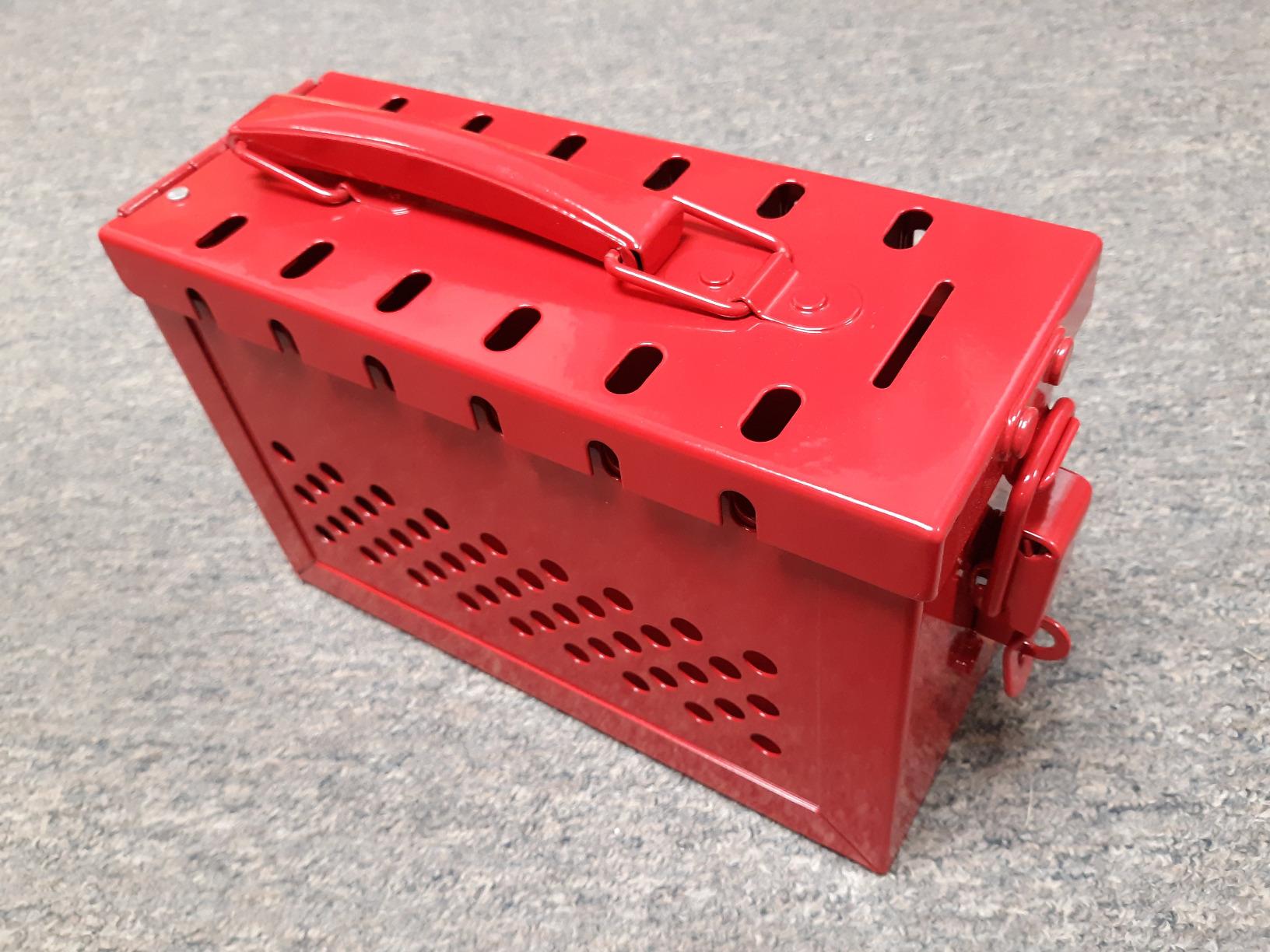 TRADESAFE Lockout Tagout Group Loto Box, 18 Gauge Steel Lockout Box | Holds Up To 12 Padlocks, Spring-loaded Key Drop Slot, Lockable Hinged Cover With Visibility Holes customer photo 2