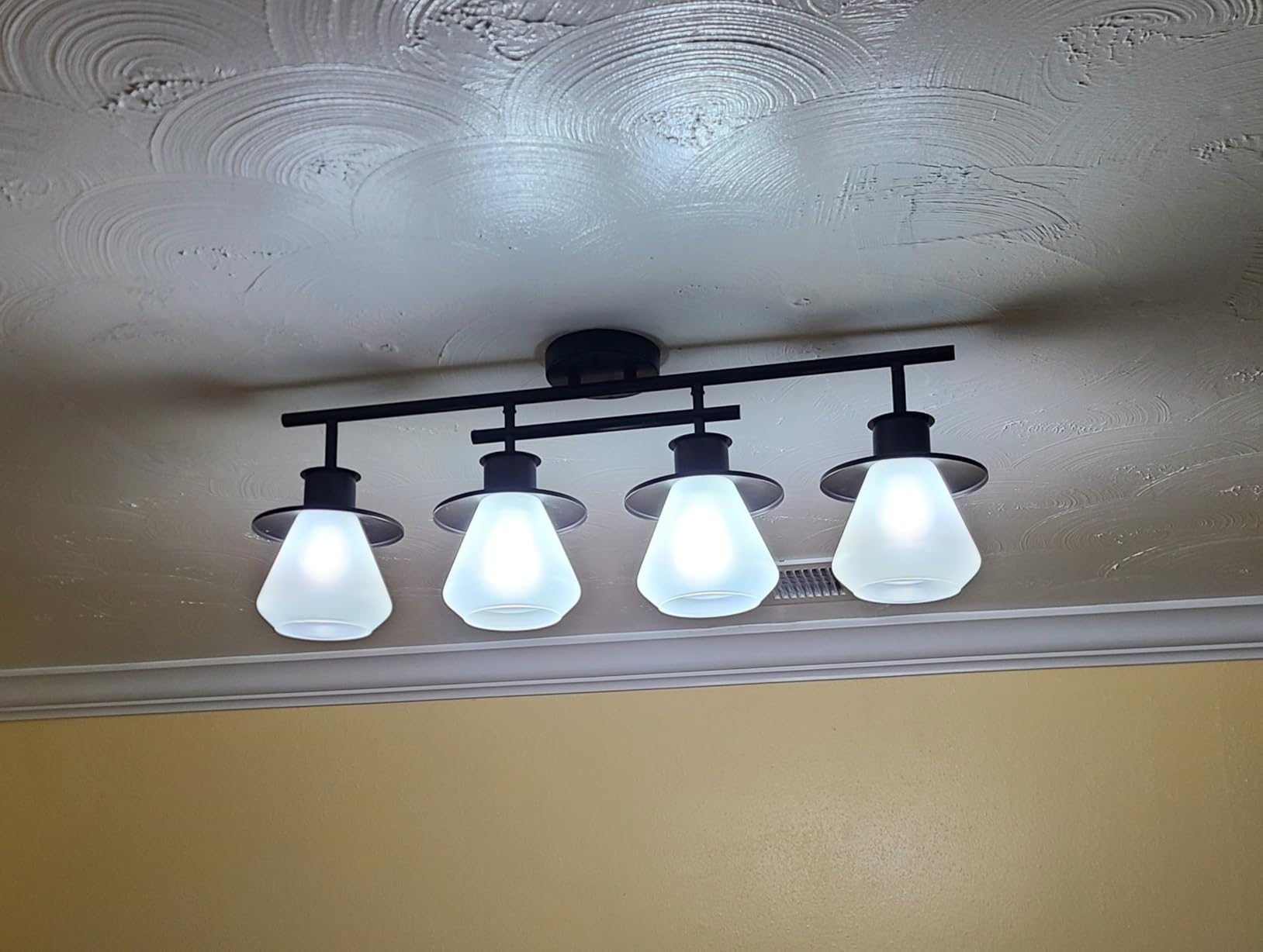 Globe Electric 59798 3-Light Track Lighting, Wood Toned and Matte Black Finish, 25 inch, Clear Glass Shades, Adjustable Heads, E26 Base, Dimmable, Rustic Modern Style customer photo 1
